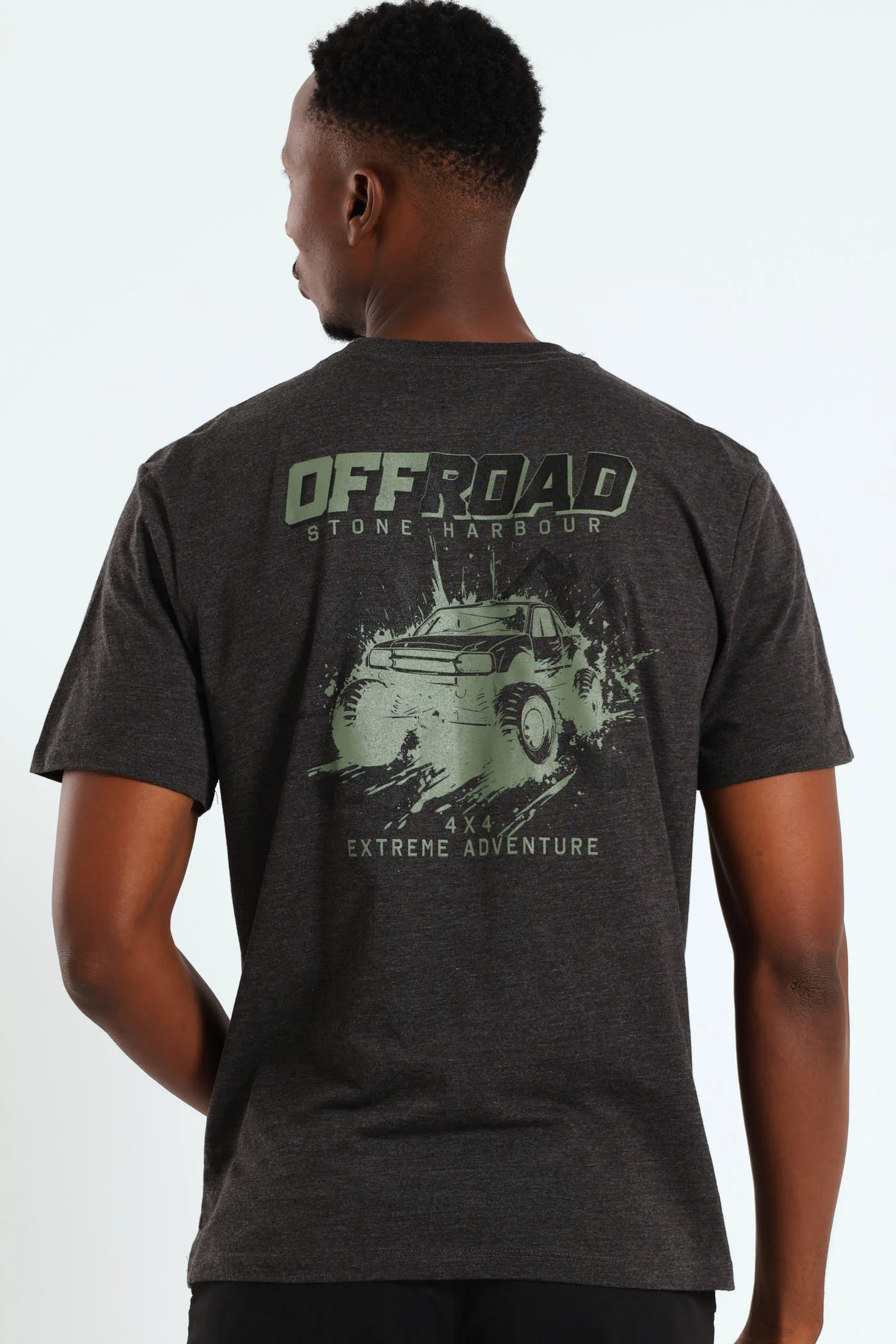 Off Road 4X4 Front & Back Tee - Charcoal Melange - Image 2