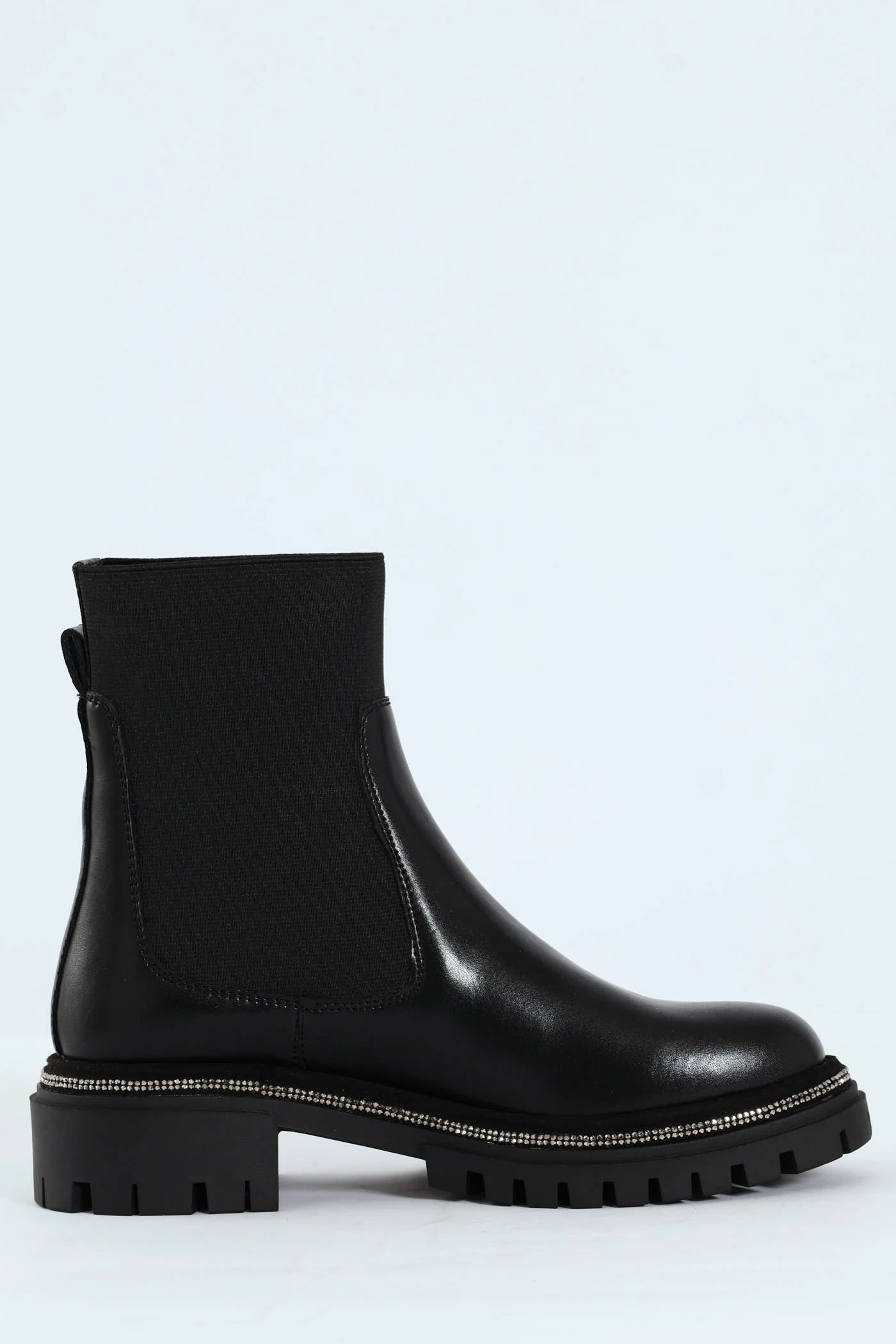 Offline Leather Knitted Sock Chelsea Boot - Black - Image 4
