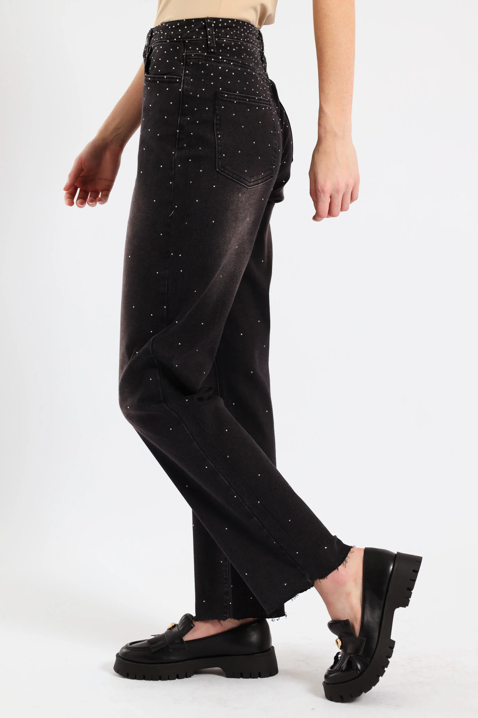 Ombre Diamante Straight Leg Jean - Black - Image 3