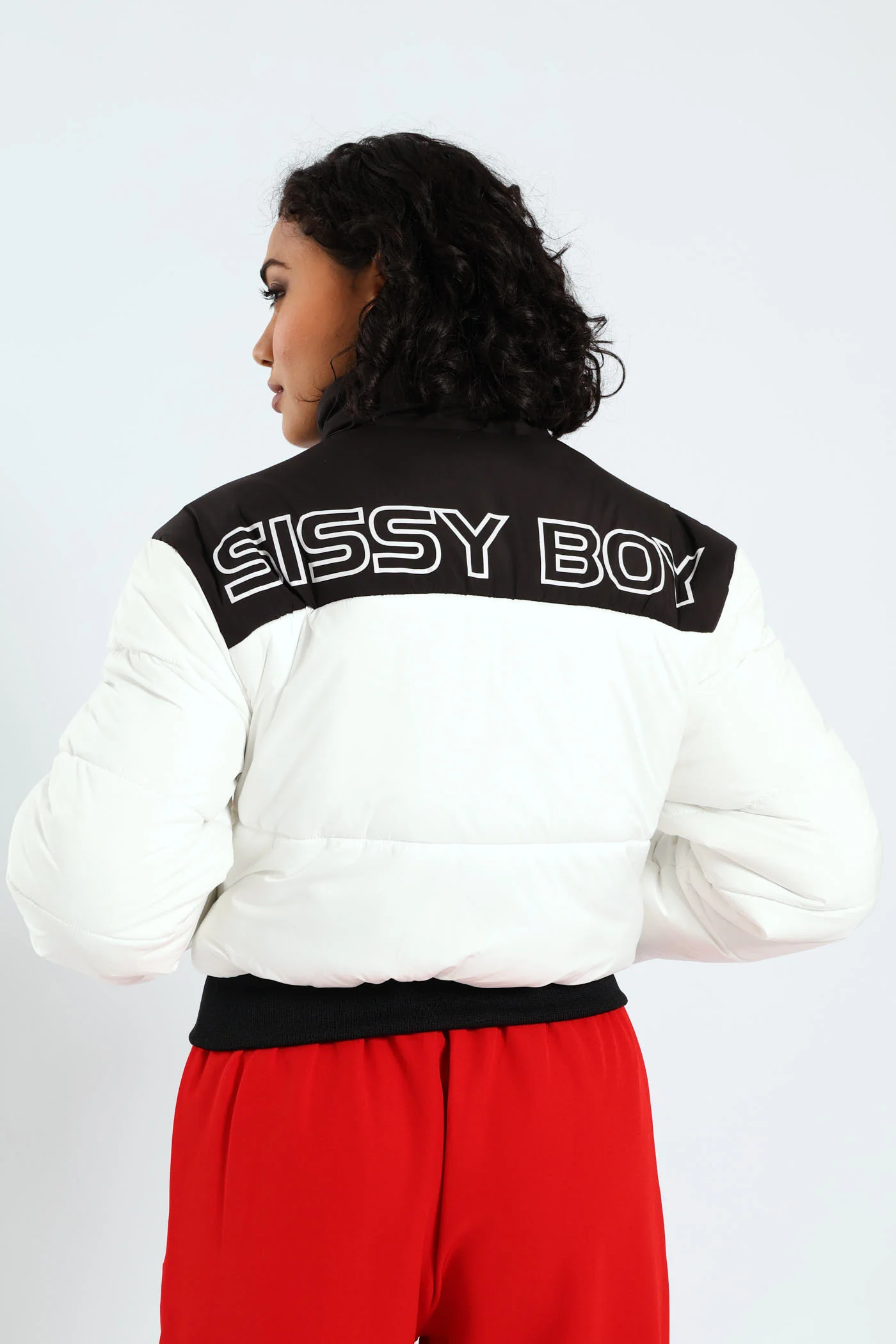 On My Way Puffer Jacket With Contrast Panels & Branding - Black/White - Image 2