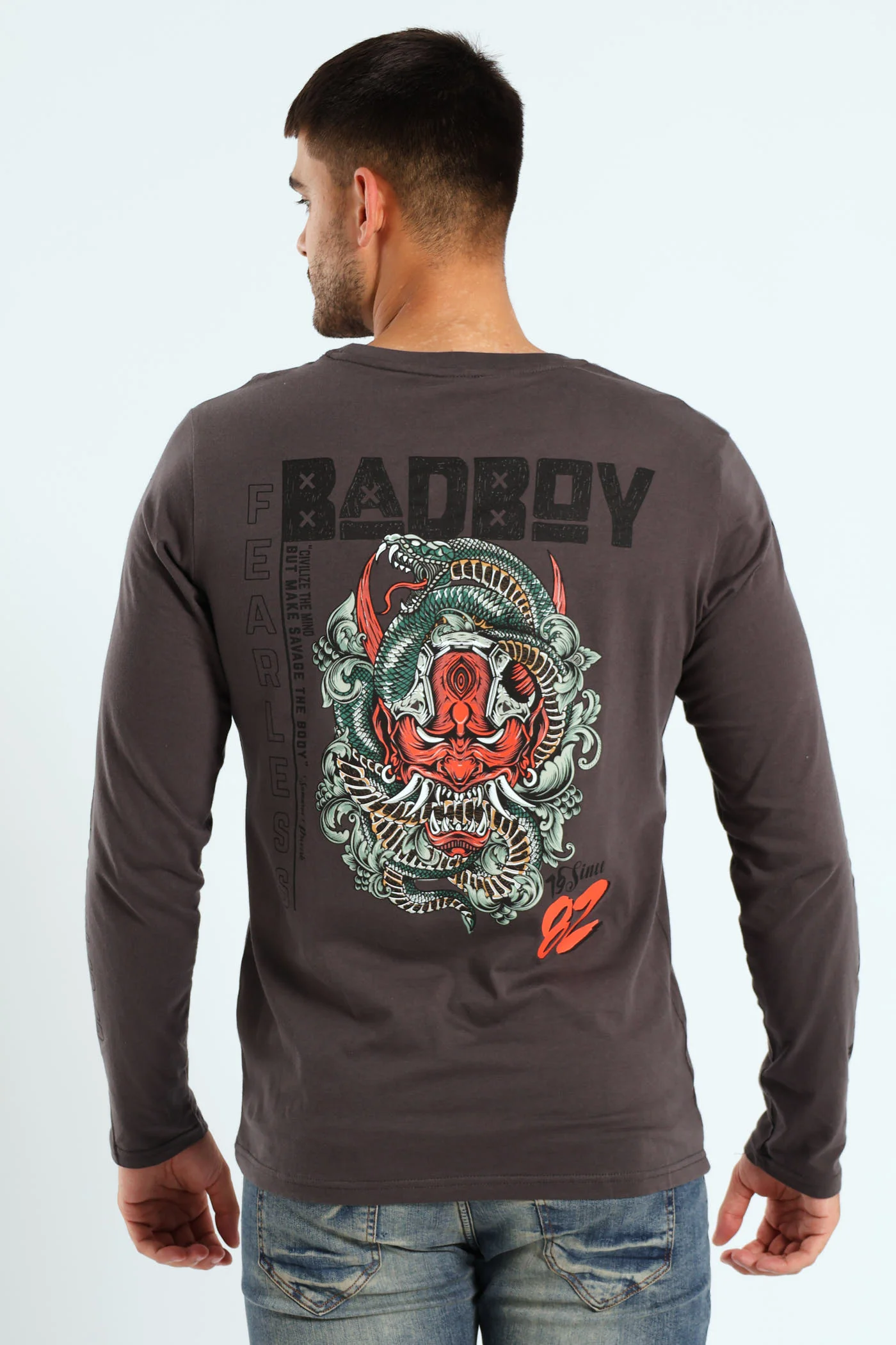 Oni Long Sleeve Tee - Charcoal - Image 2