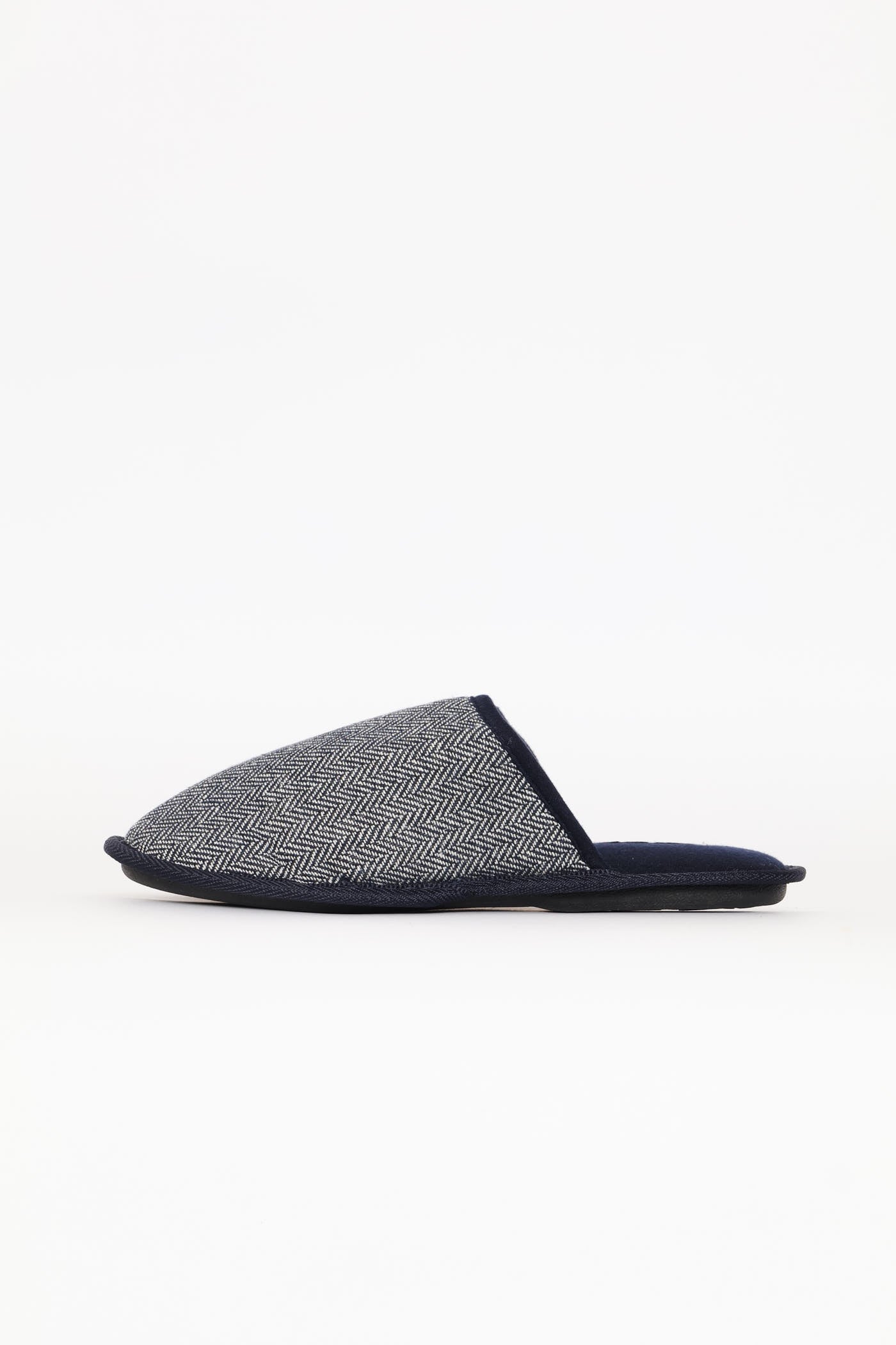 Open Back Herringbone Pattern Upper Slipper - Navy - Image 3