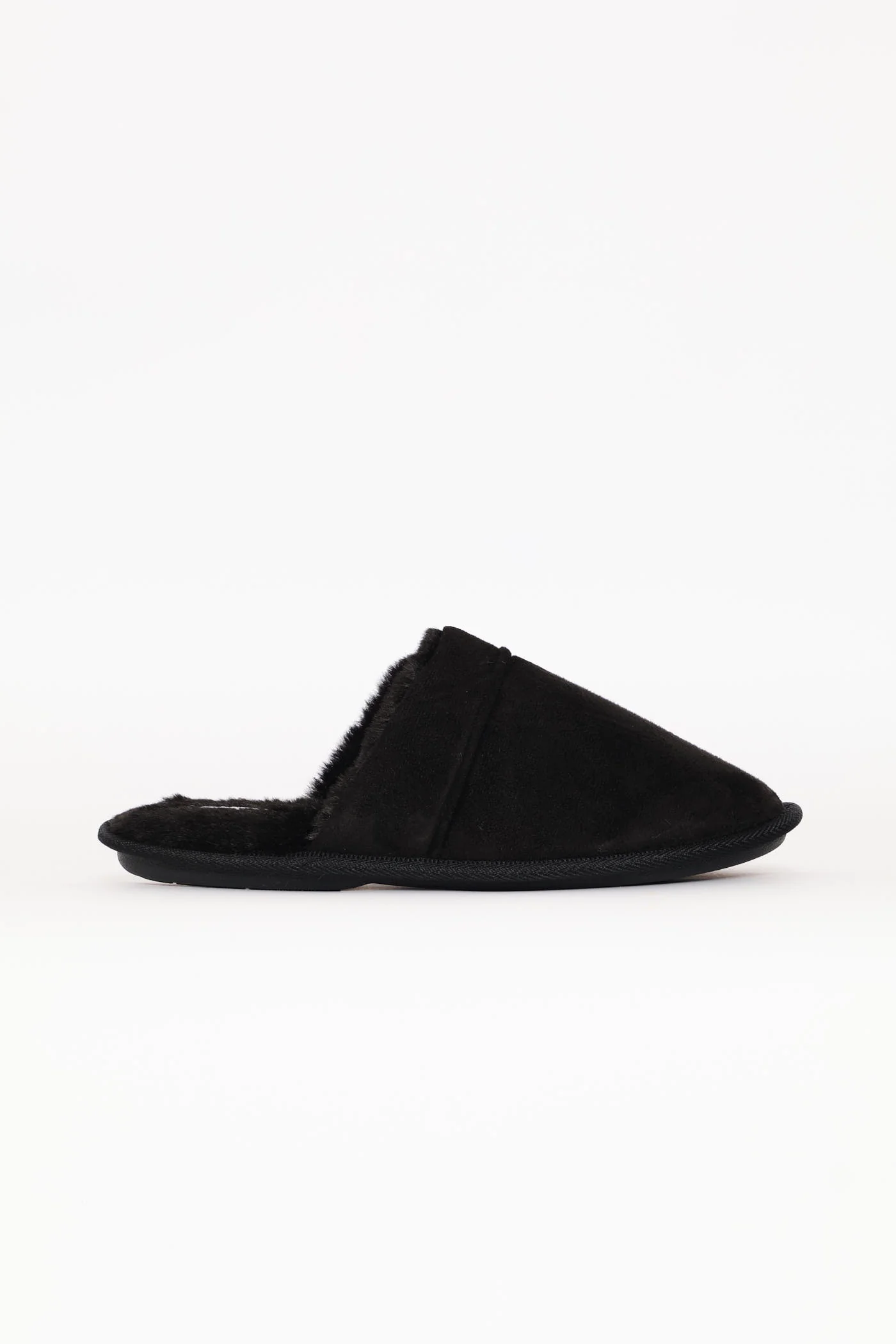 Open Back Plain Upper Slipper - Black - Image 3