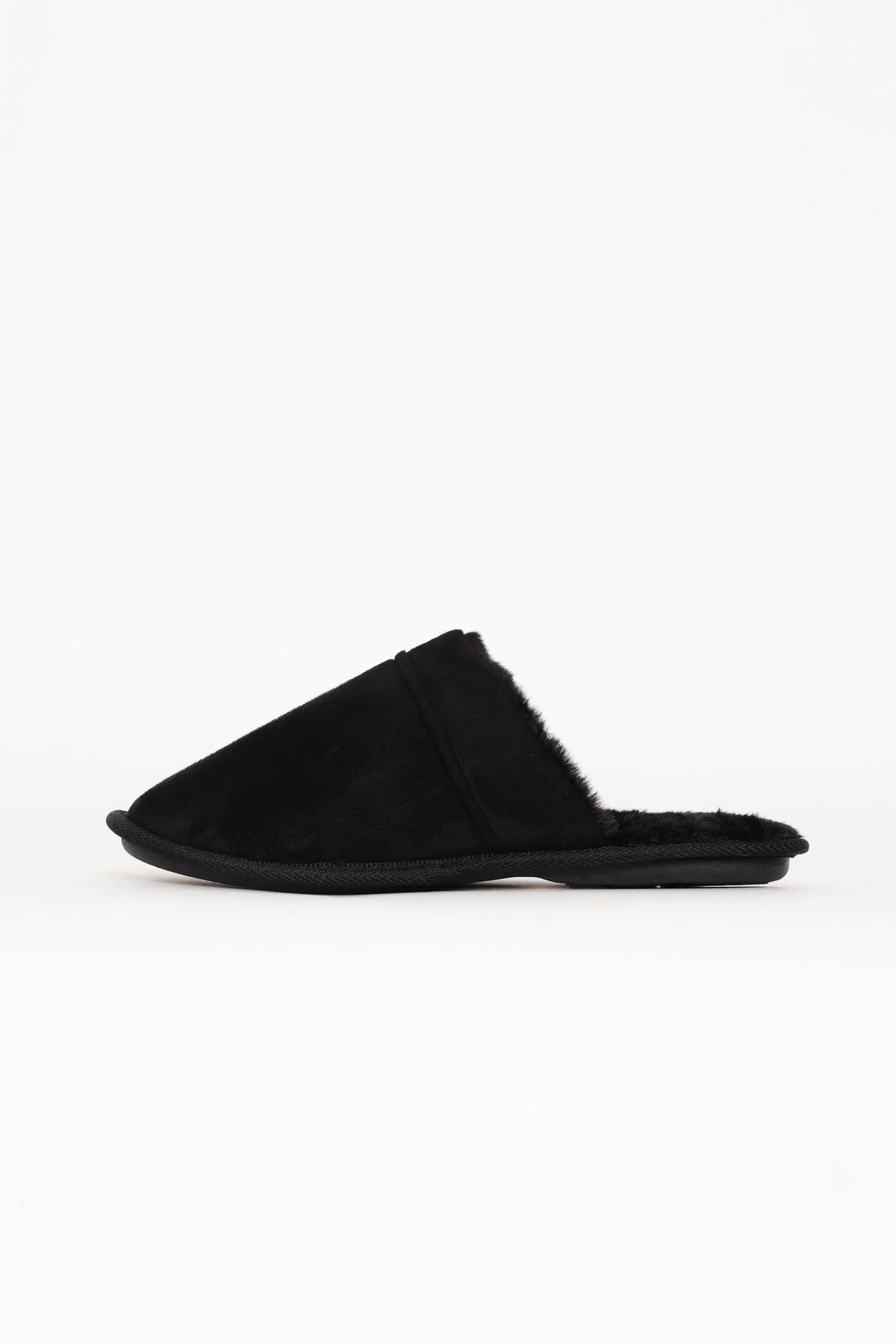 Open Back Plain Upper Slipper - Black - Image 4