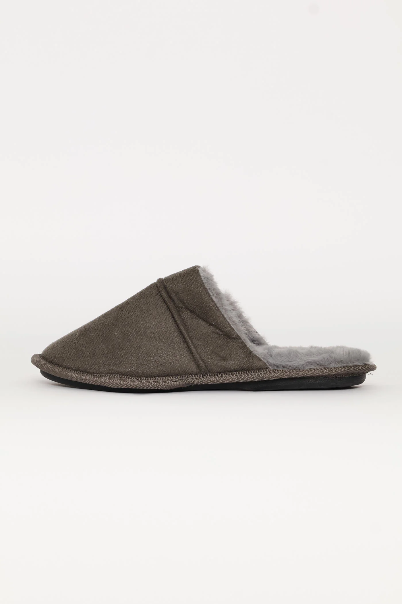 Open Back Slipper With Fur Footbed - Grey - Image 3