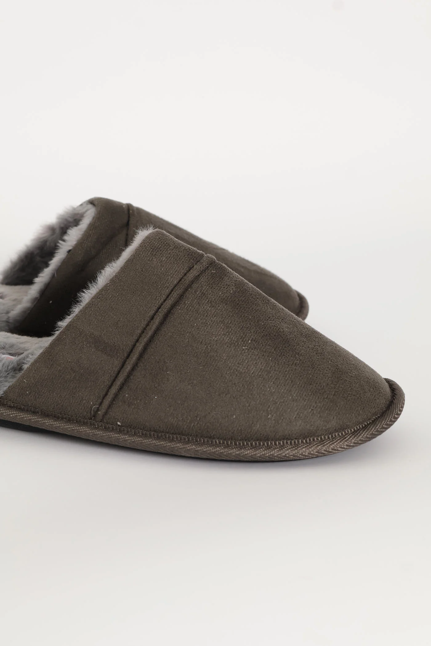 Open Back Slipper With Fur Footbed - Grey - Image 4