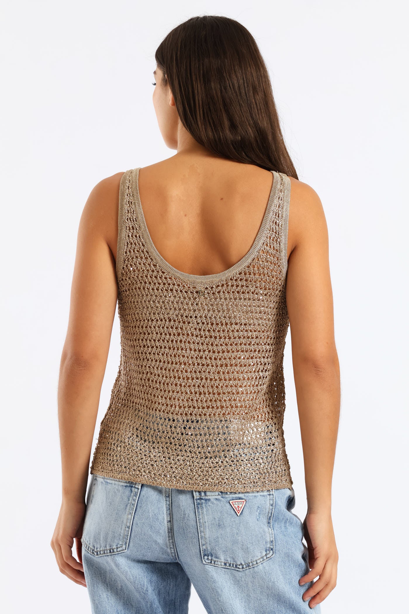 Open Stitch Ava Tank - Gold - Image 4