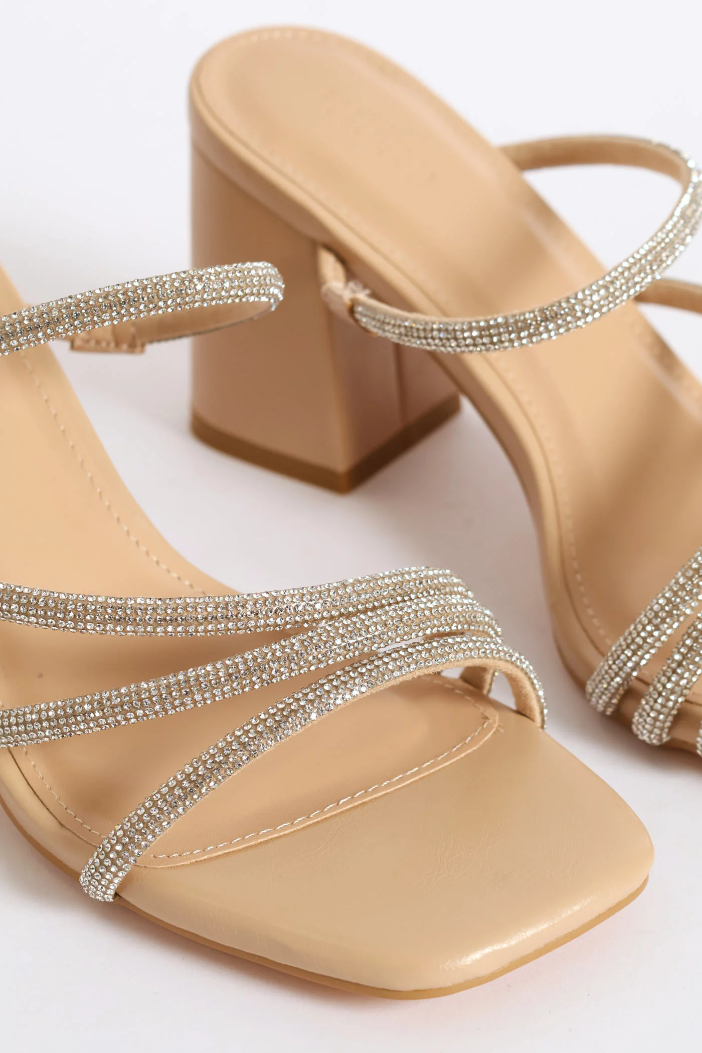 Open Toe Single Sole Block Heel - Nude - Image 2