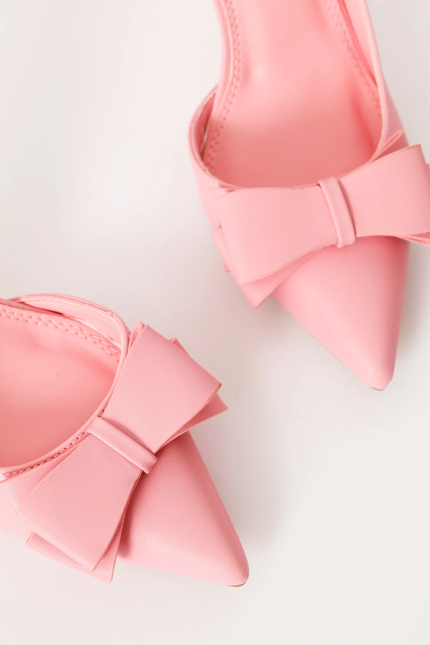 Open Waist Bow Trim Court Heel - Pink - Image 2