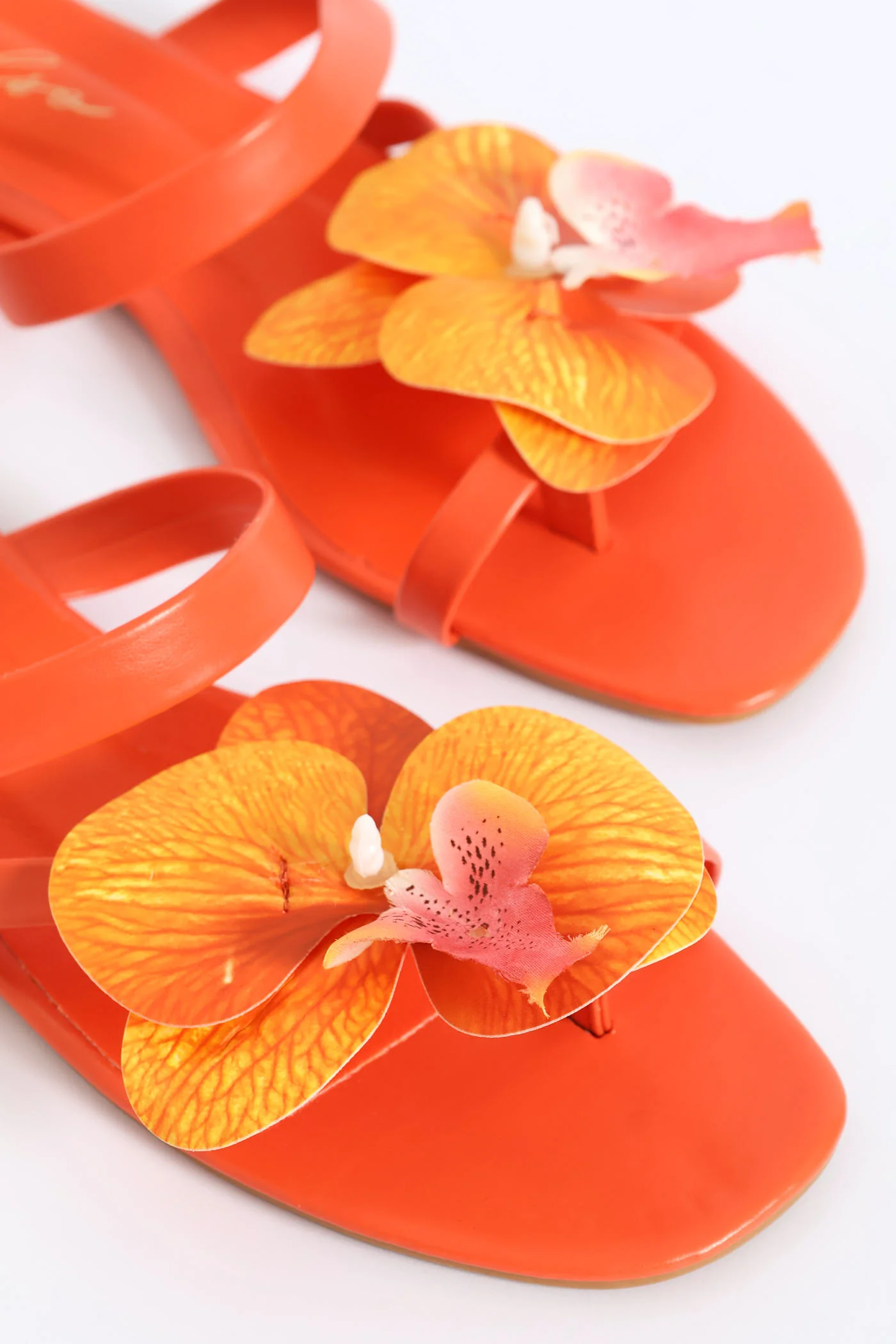 Orchid Flower Toe Post Sandal - Orange - Image 2