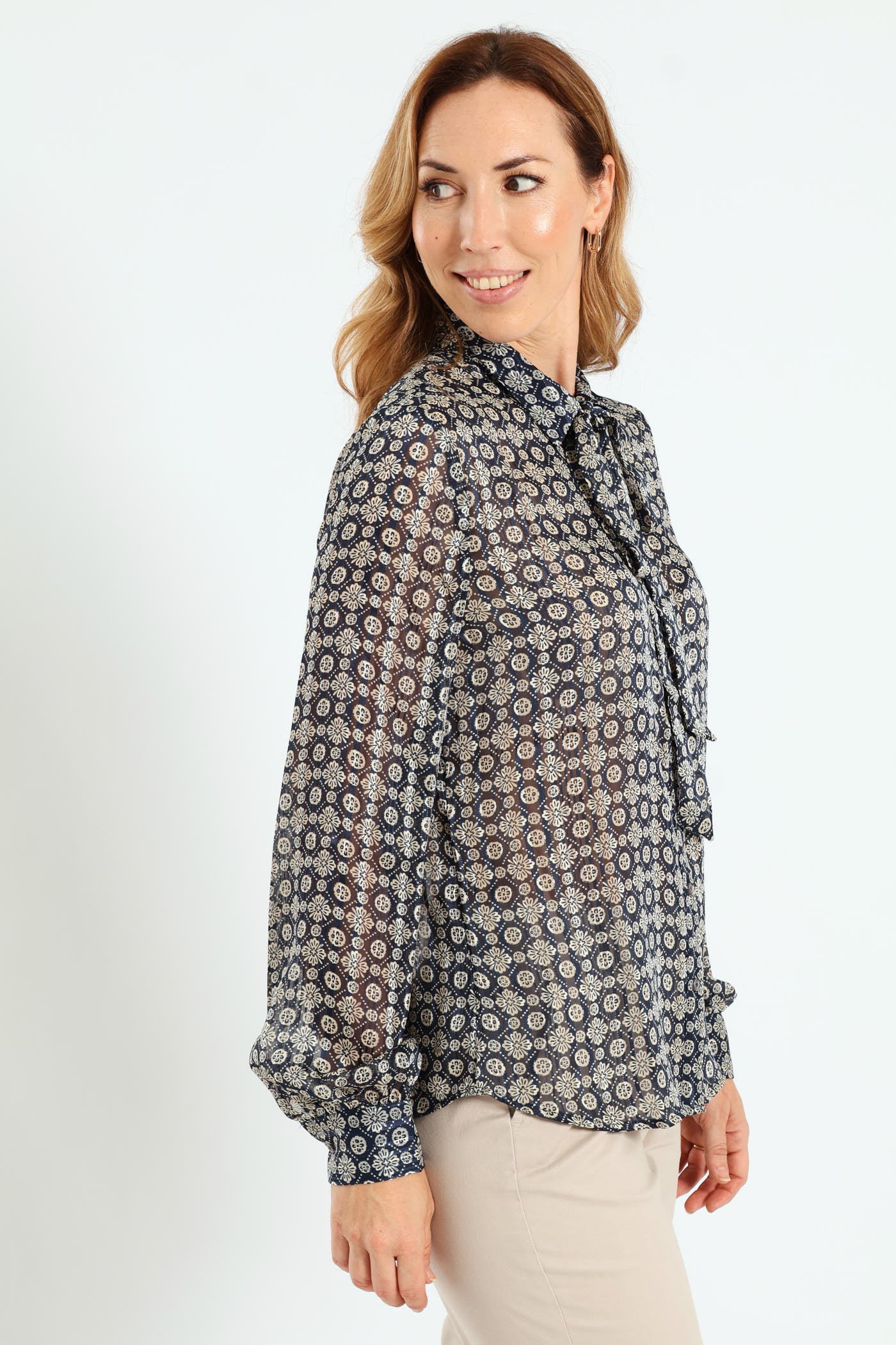 Oriane Bow Shirt - Blue - Image 2