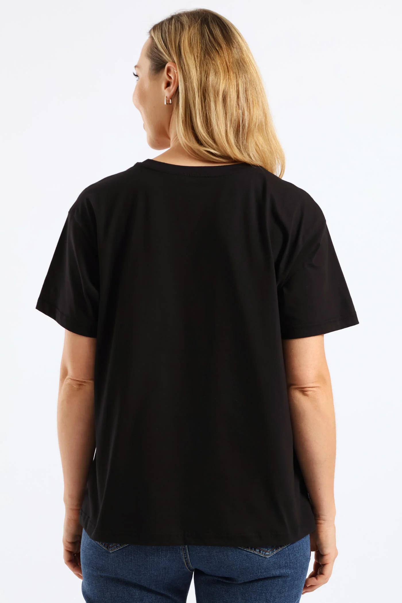 Outline Floral Foil Face Tee - Black - Image 2