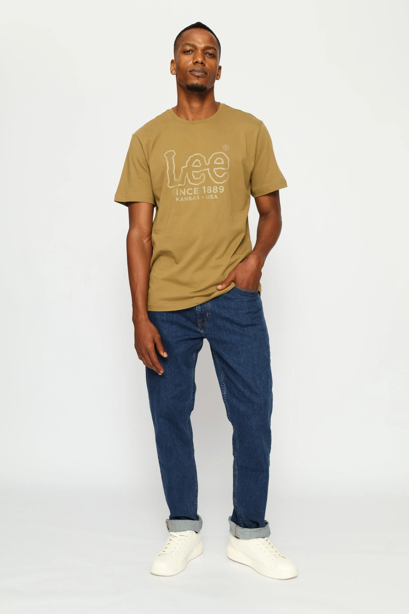 Outline Logo Tee - Khaki - Image 5
