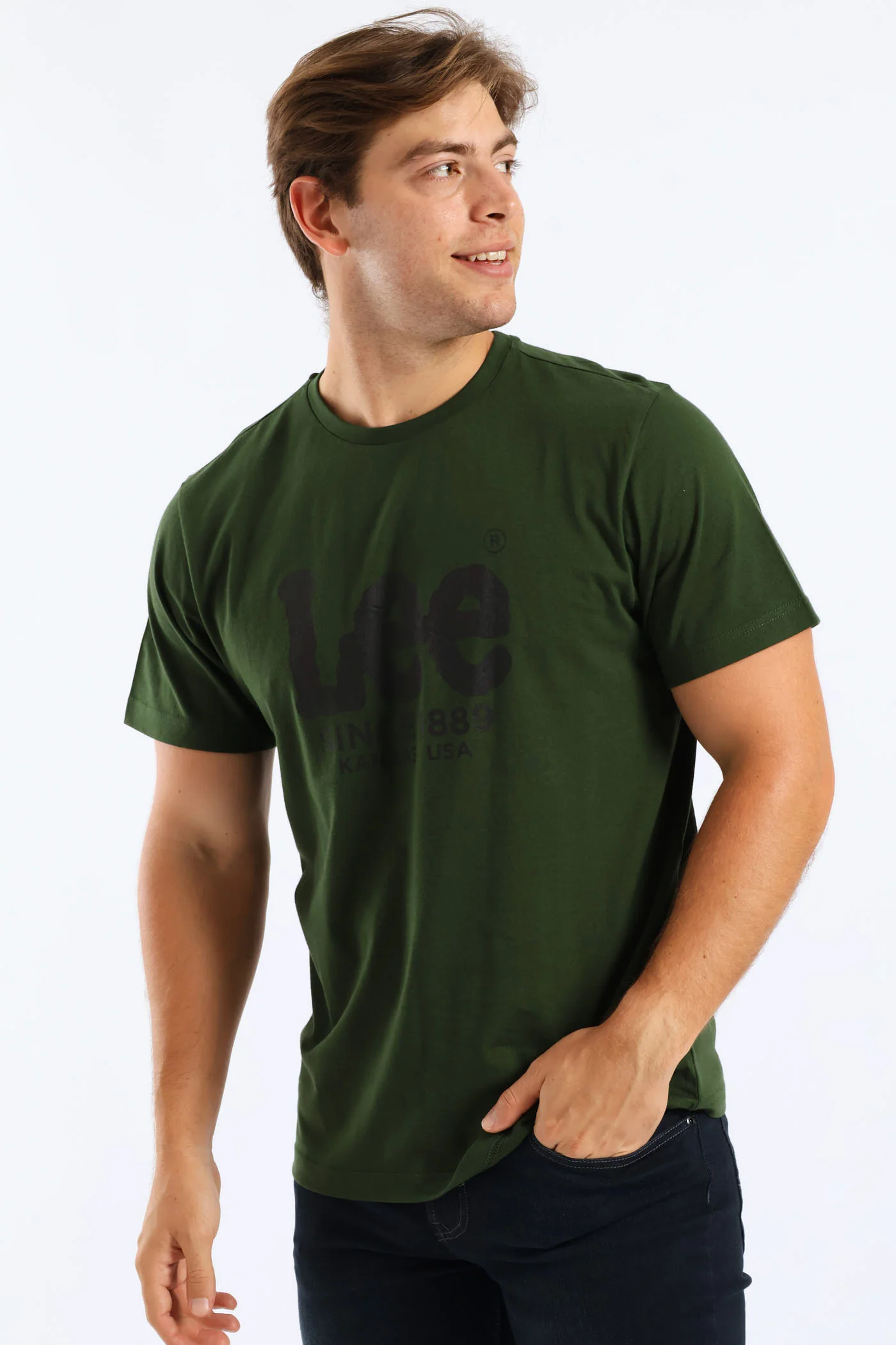 Outline Logo Tee - Moss Green - Image 3