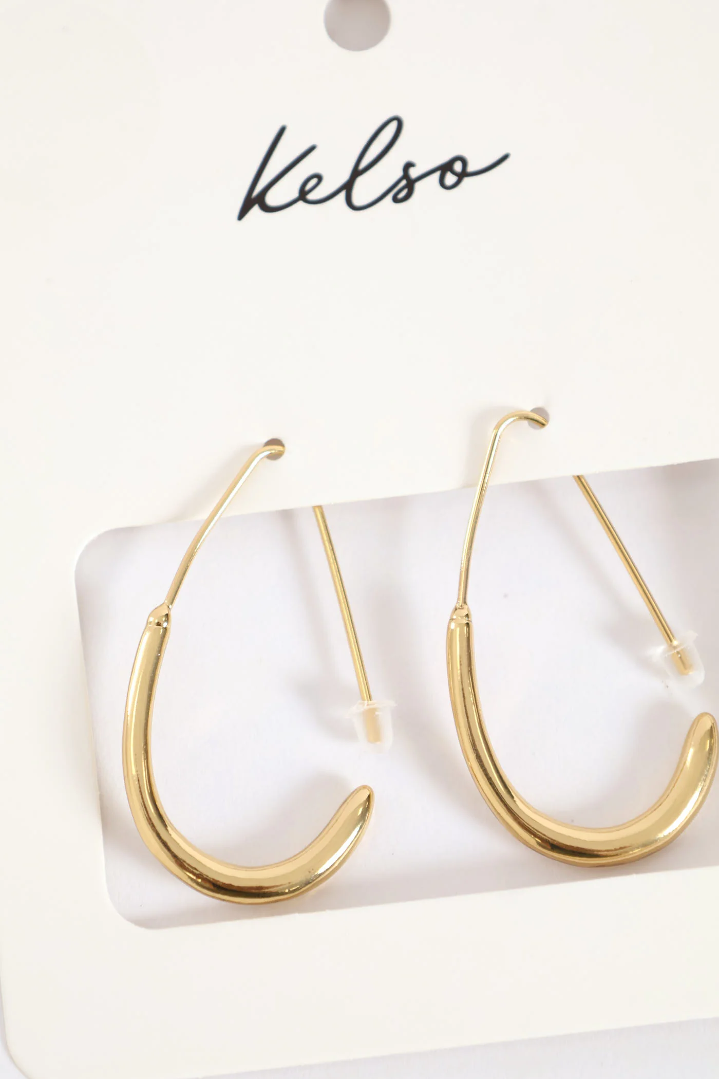 Oval Hoop Earrings - Gold - Image 2