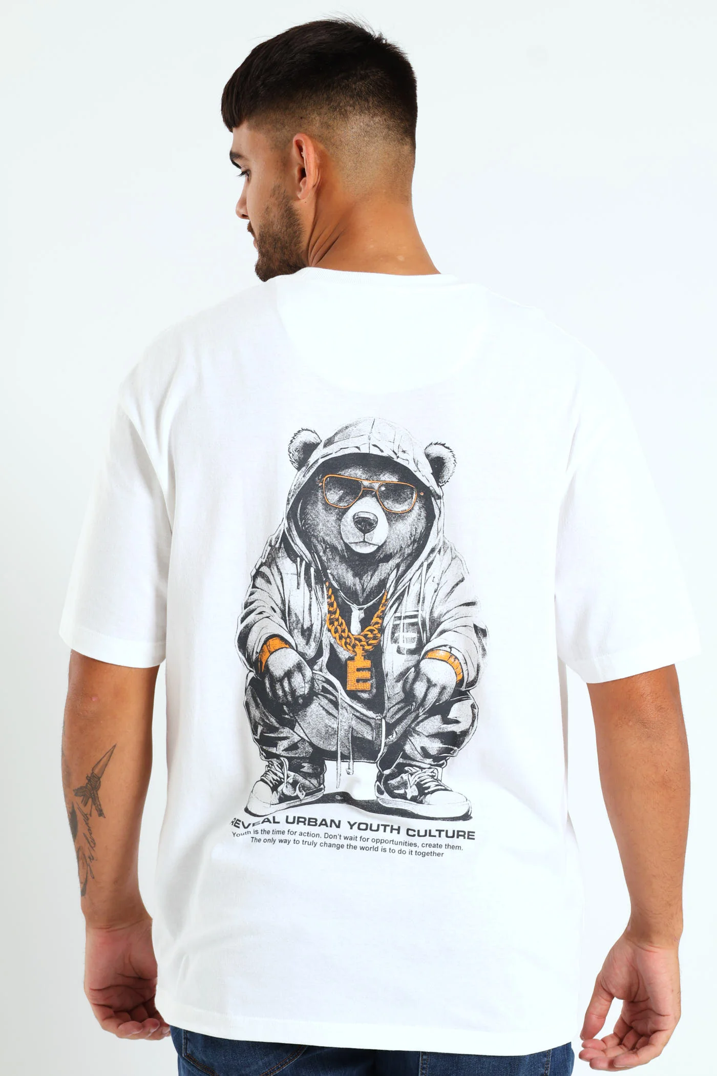 Over Sized Printed Tee - White - Image 2