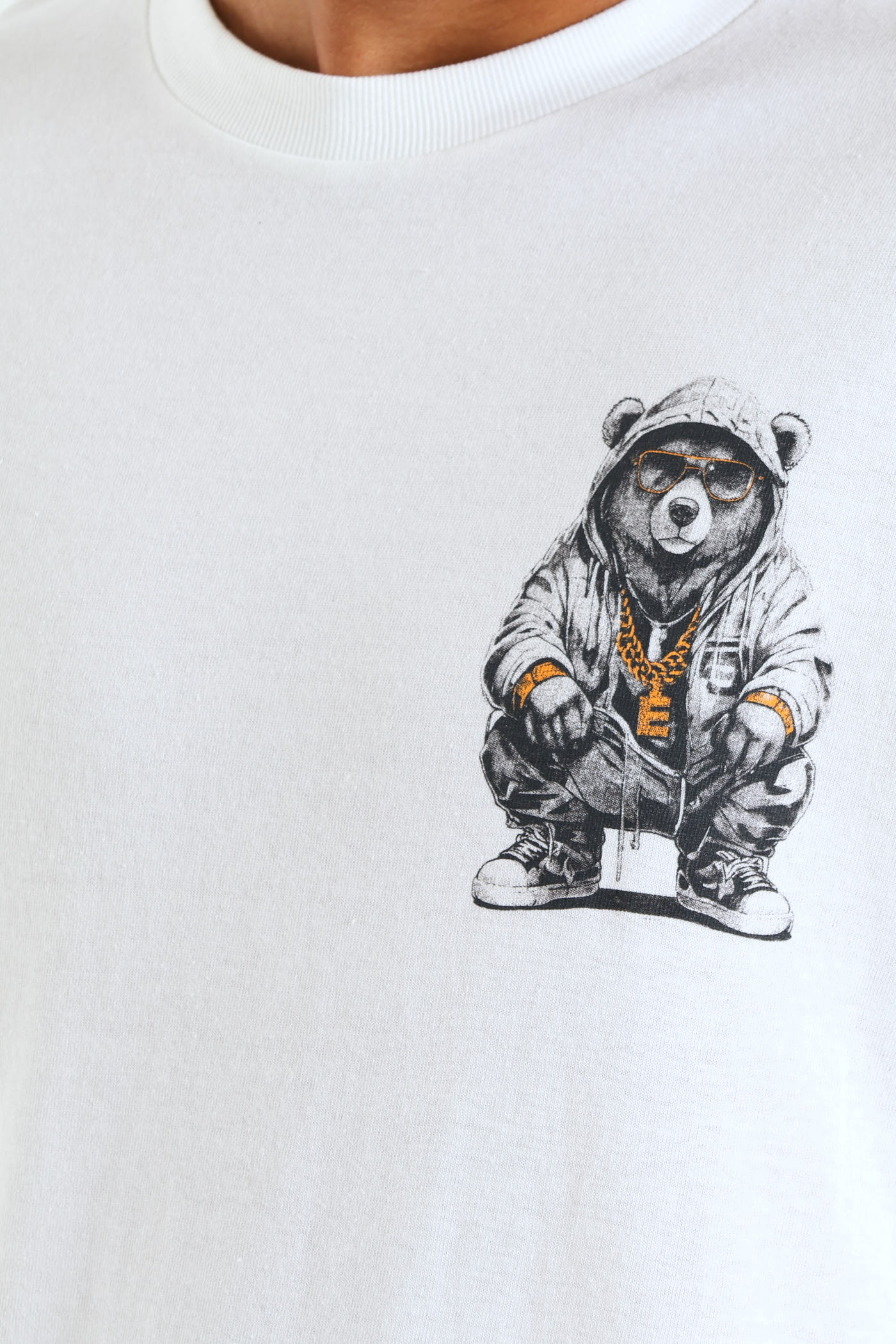 Over Sized Printed Tee - White - Image 4