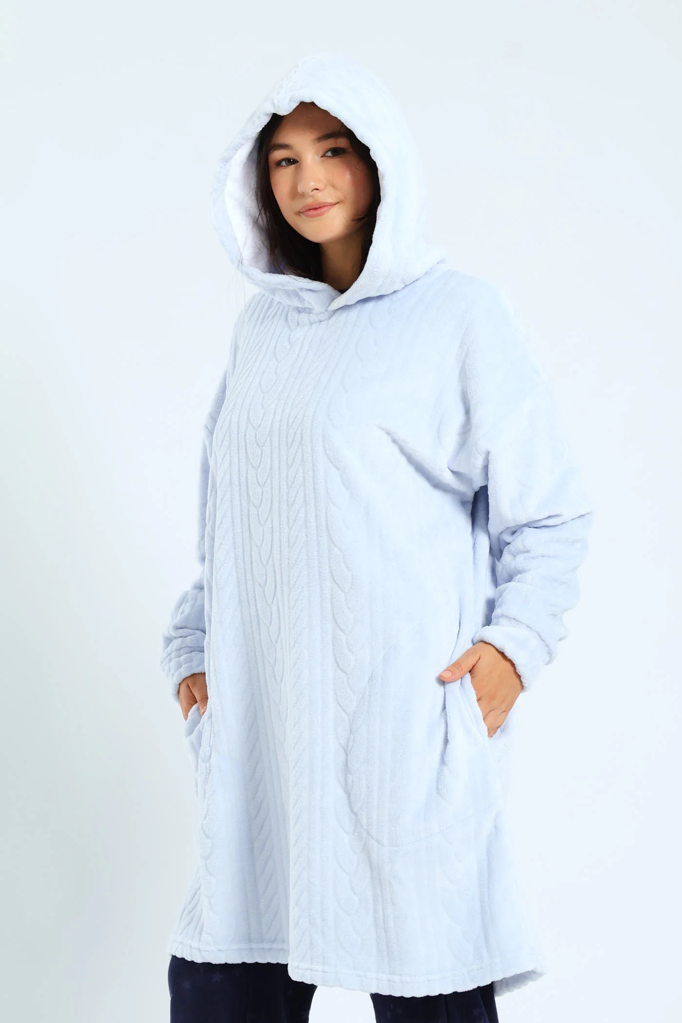 Oversize Textured Snuggie - Blue - Image 4