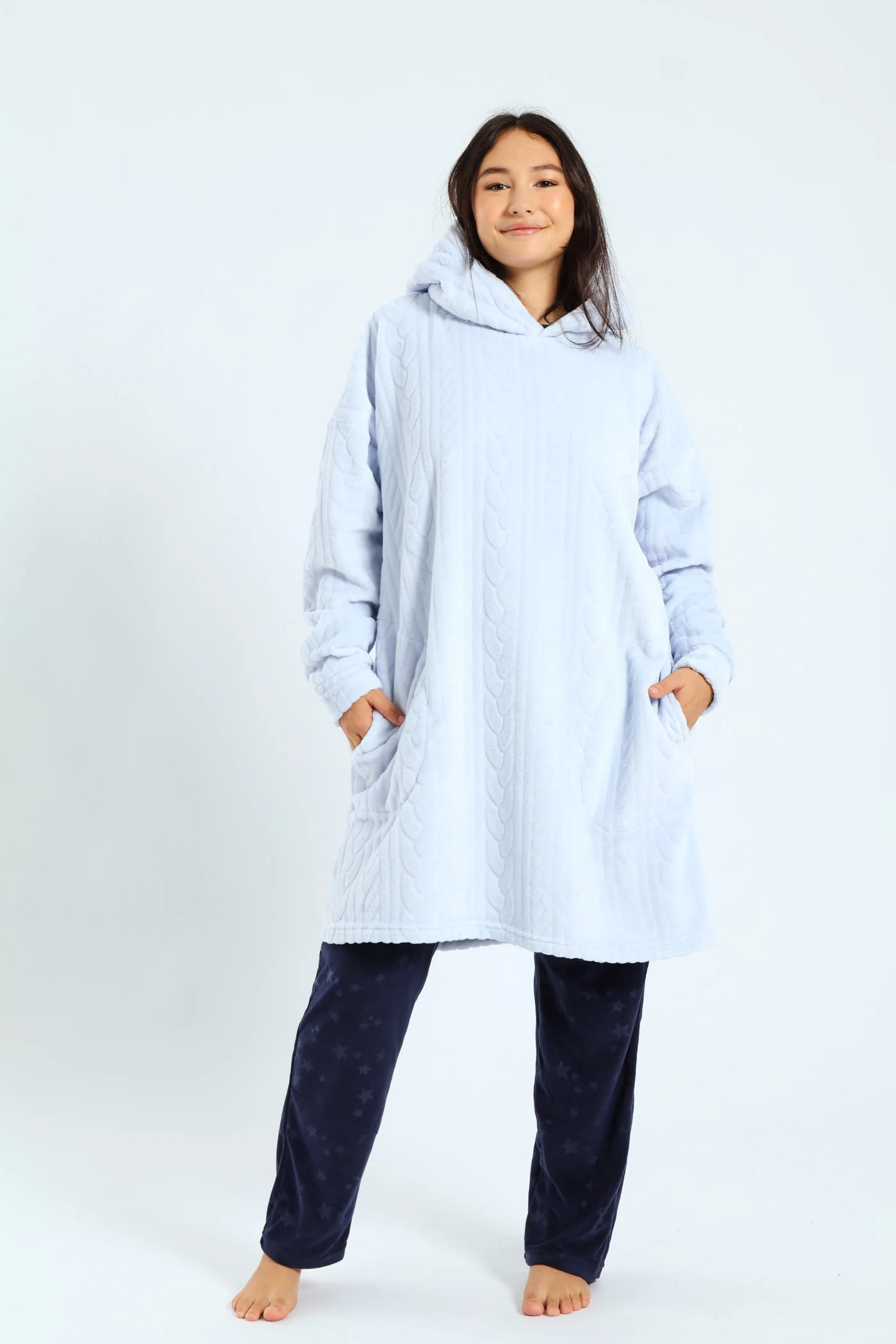 Oversize Textured Snuggie - Blue - Image 5