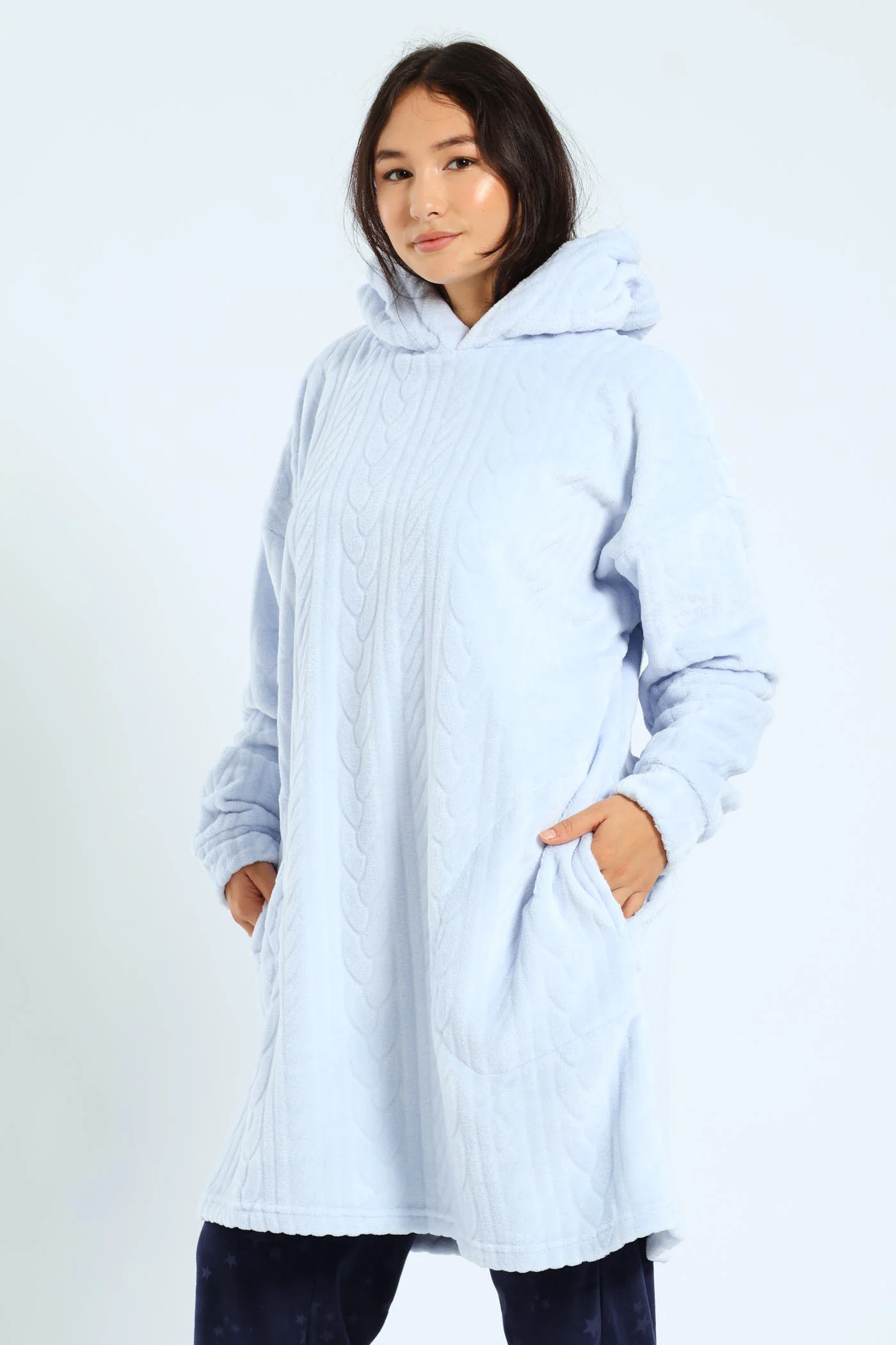 Oversize Textured Snuggie - Blue - Image 6