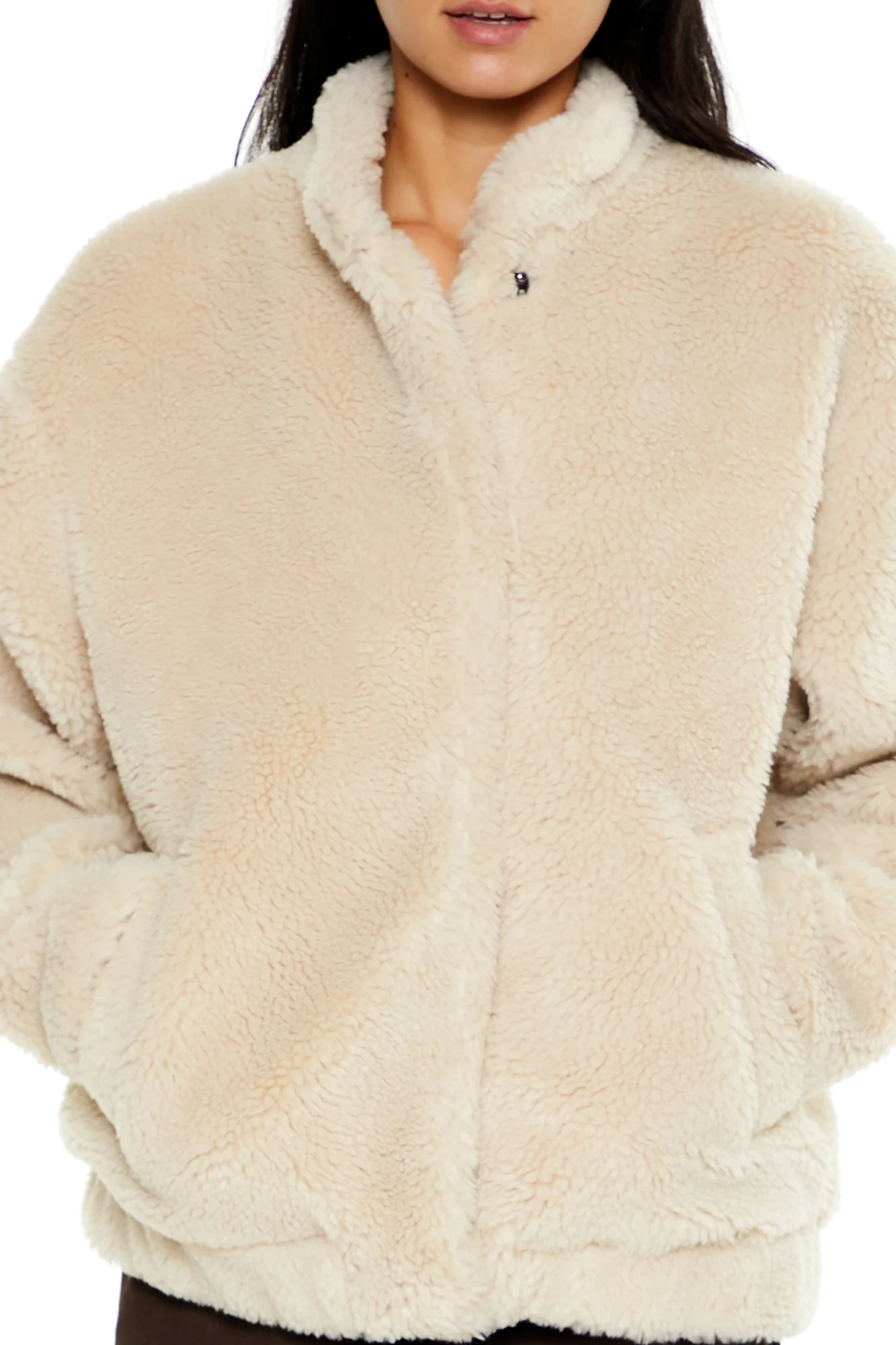 Oversized Bomber Jacket - Sand - Image 3