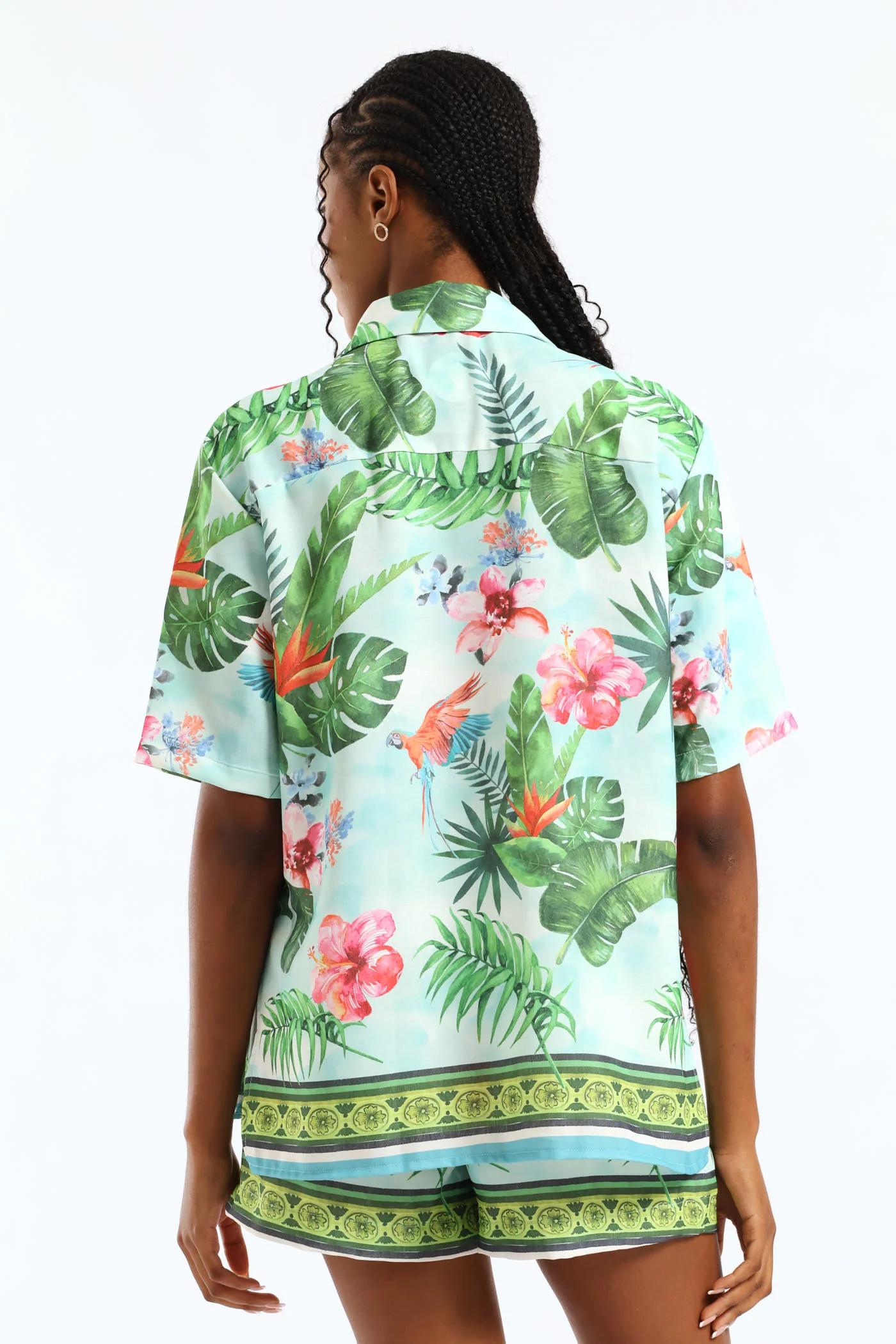 Oversized Border Print Shirt - White - Image 5
