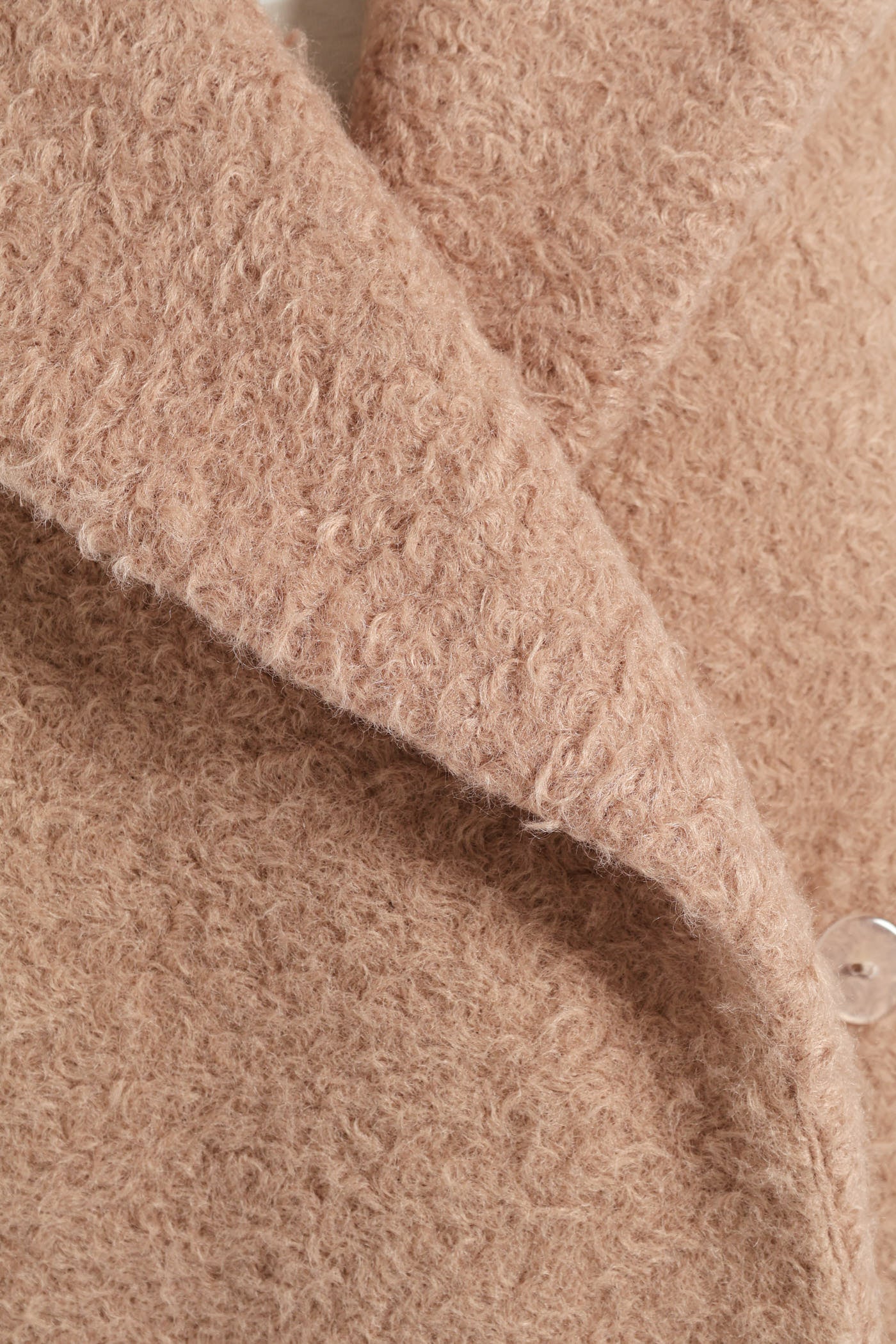 Oversized Boucle Double Breasted Jacket - Latte - Image 5