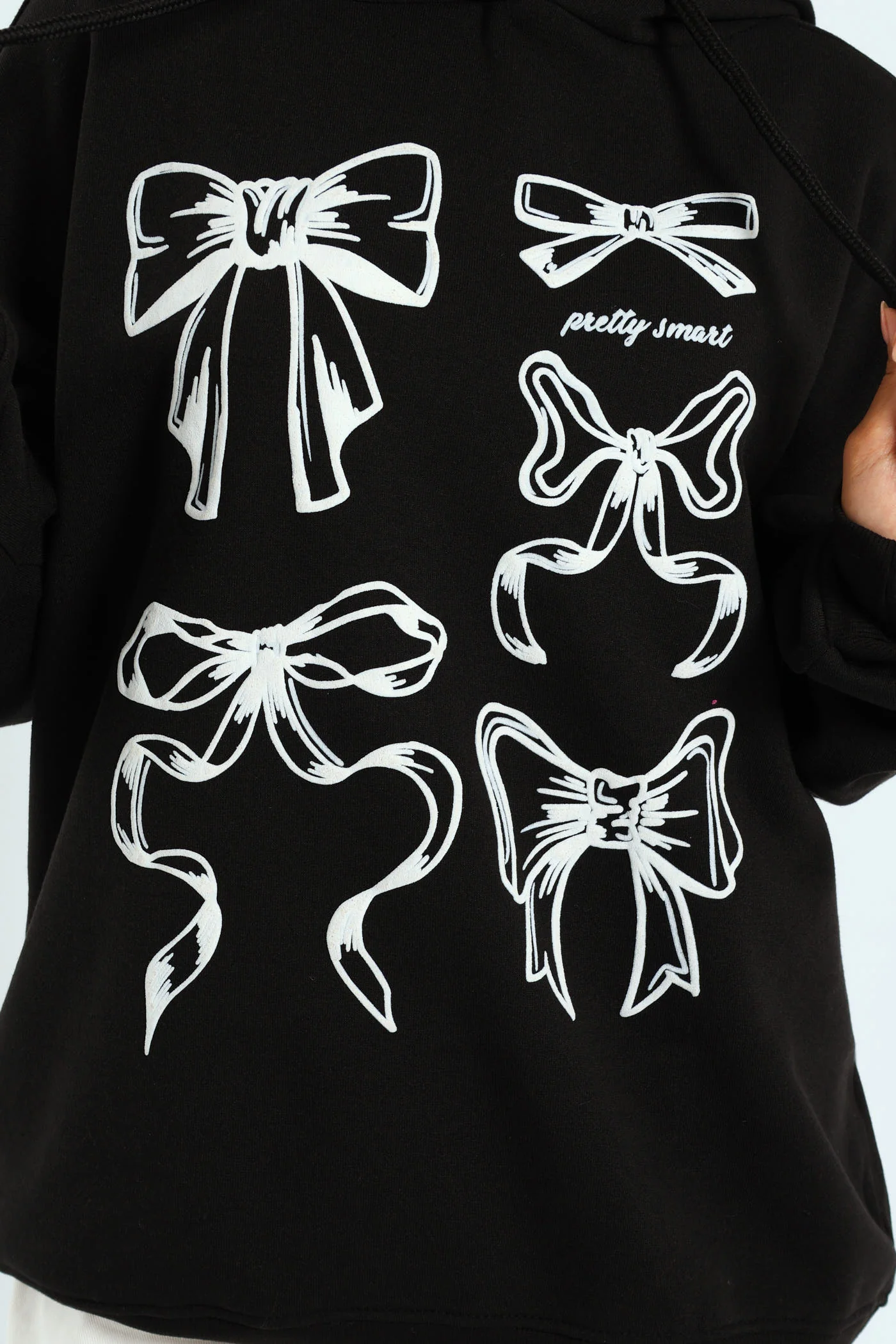 Oversized Bow Hoodie - Black - Image 2