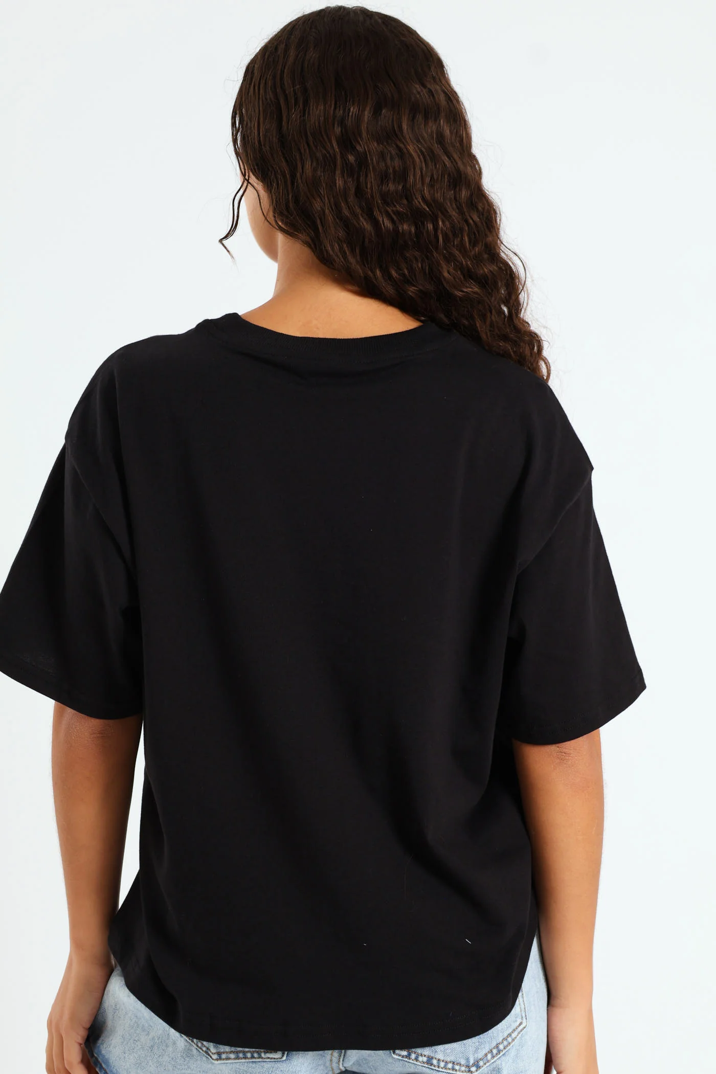 Oversized Bow Printed Tee - Black - Image 3