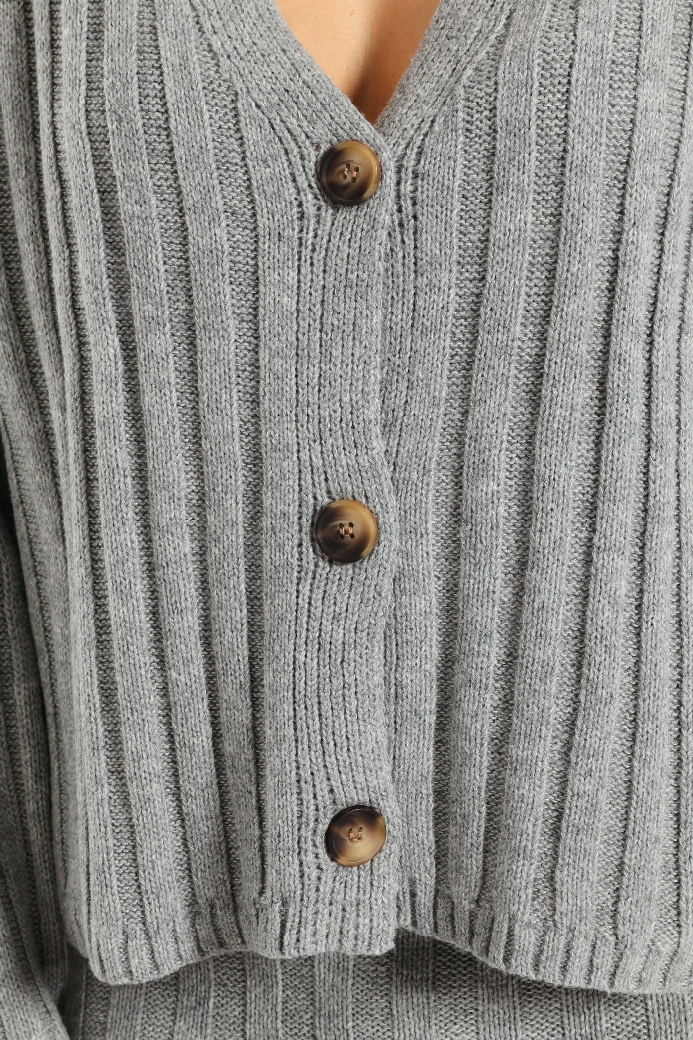 Oversized Cardigan - Grey Melange - Image 2