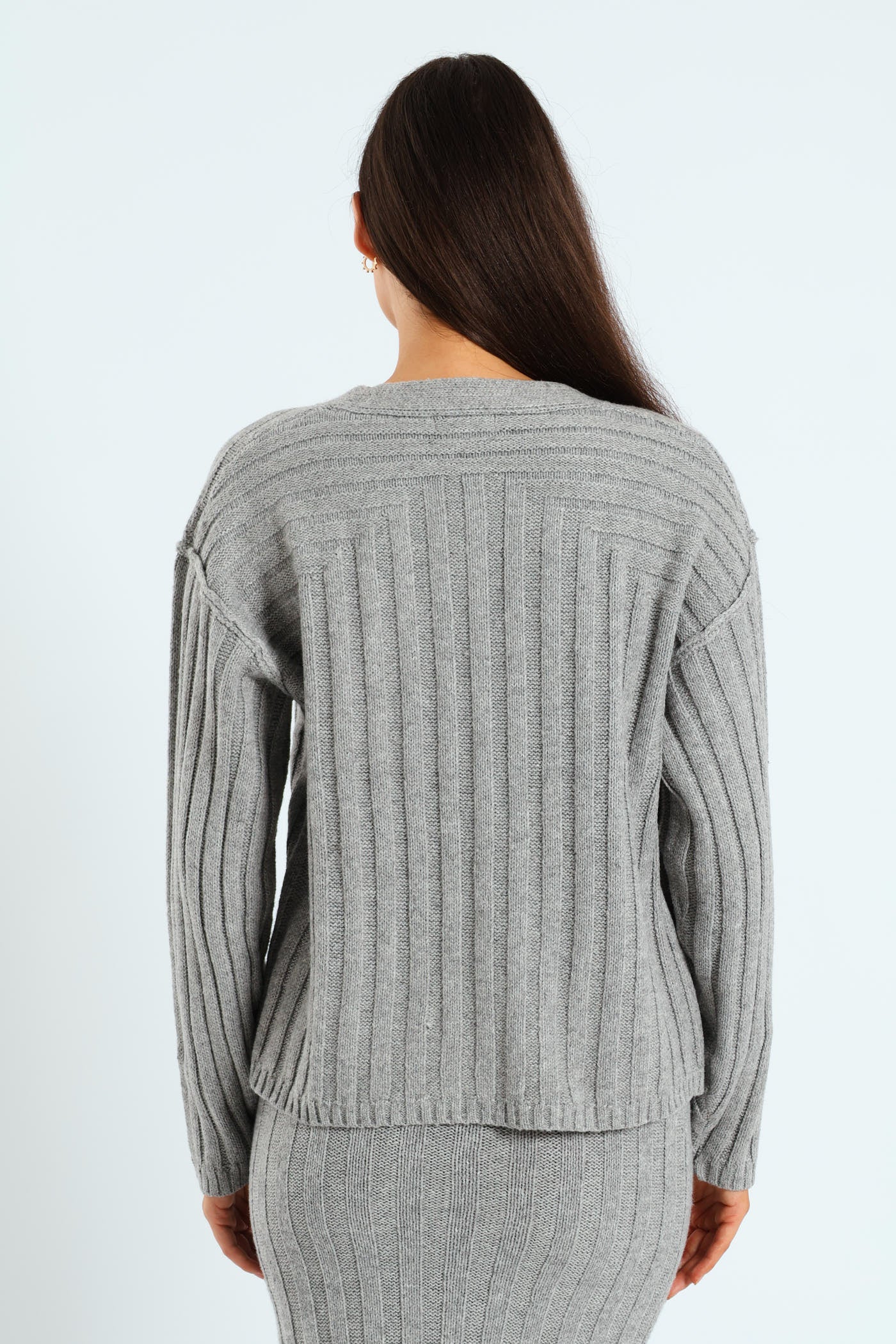 Oversized Cardigan - Grey Melange - Image 3
