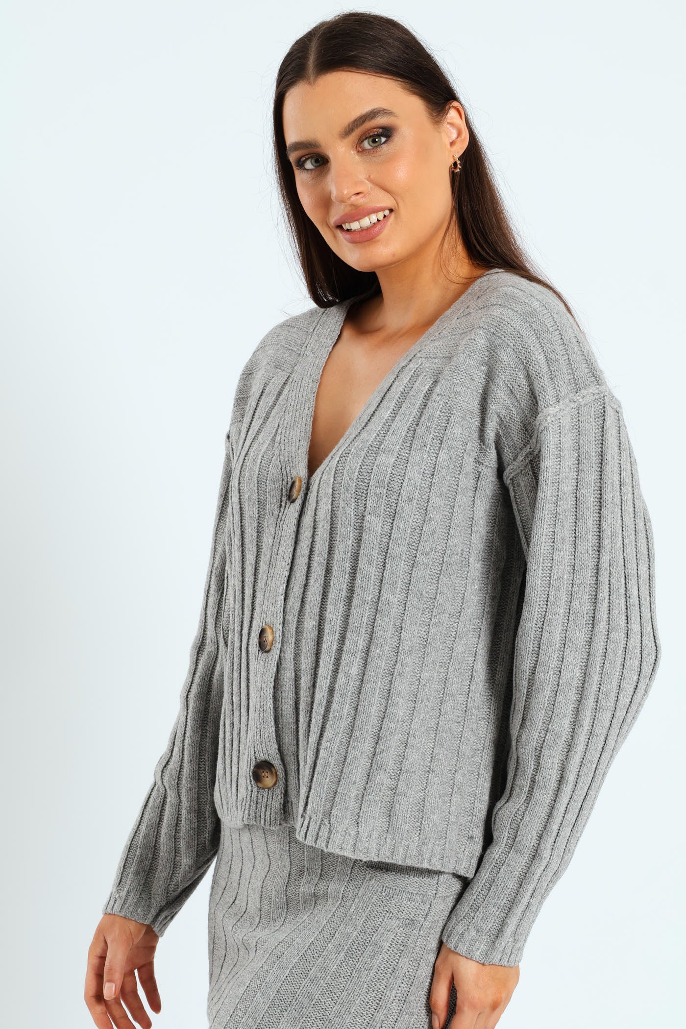 Oversized Cardigan - Grey Melange - Image 4