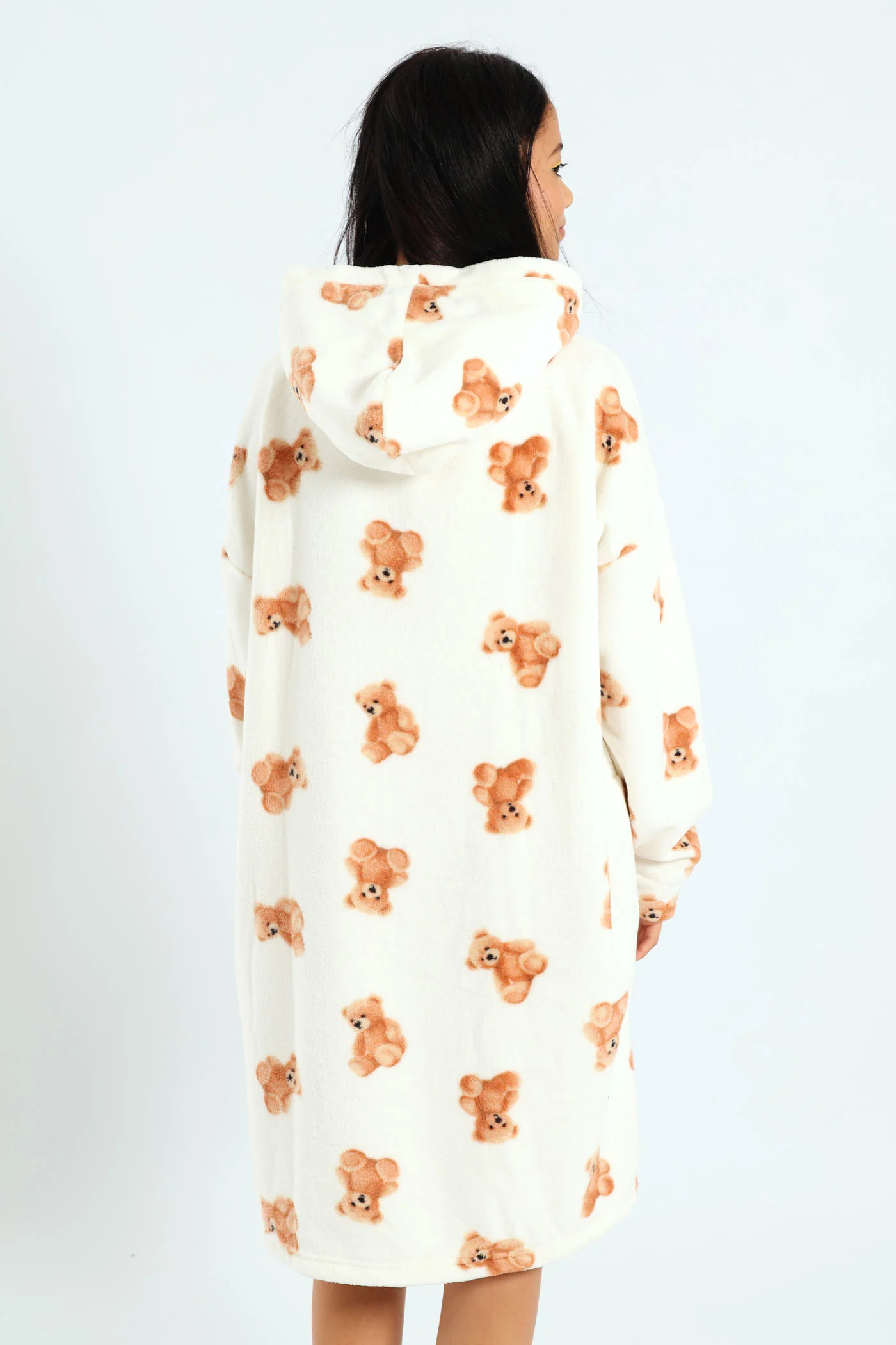 Oversized Cosy Teddy Snuggie - Cream - Image 3