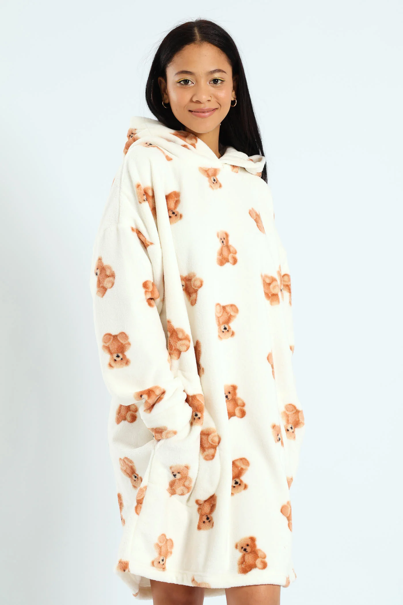 Oversized Cosy Teddy Snuggie - Cream - Image 4