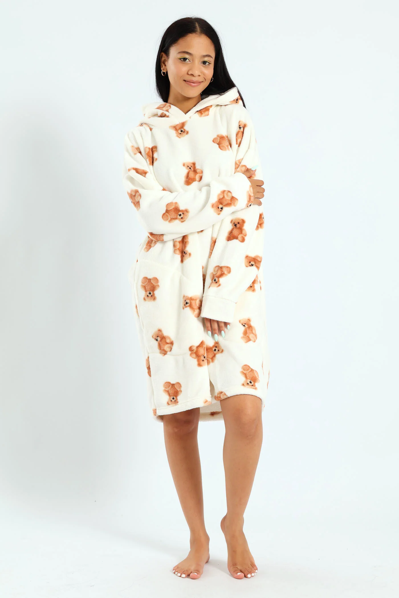 Oversized Cosy Teddy Snuggie - Cream - Image 7