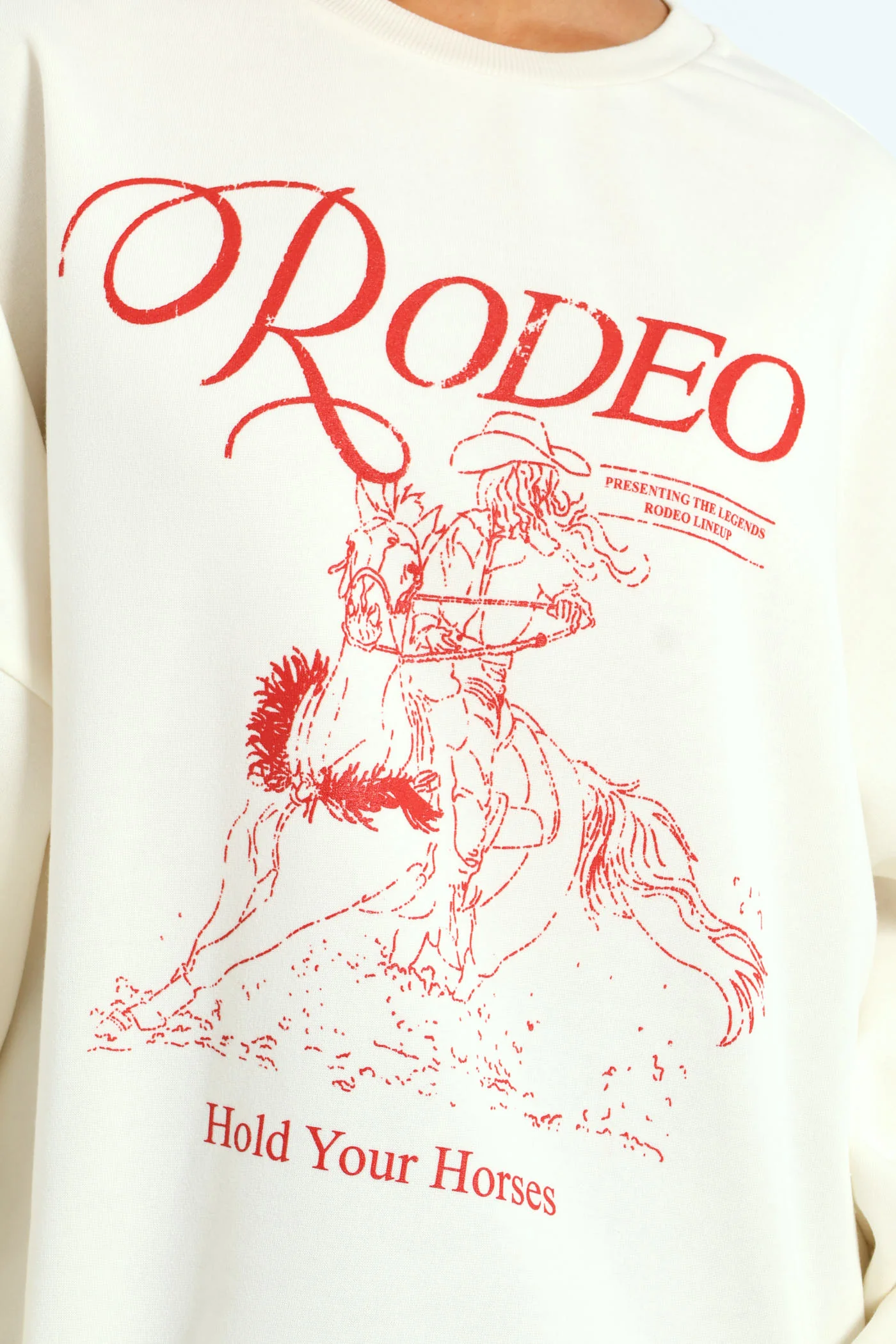 Oversized Crew Rodeo Sweater - Cream - Image 2
