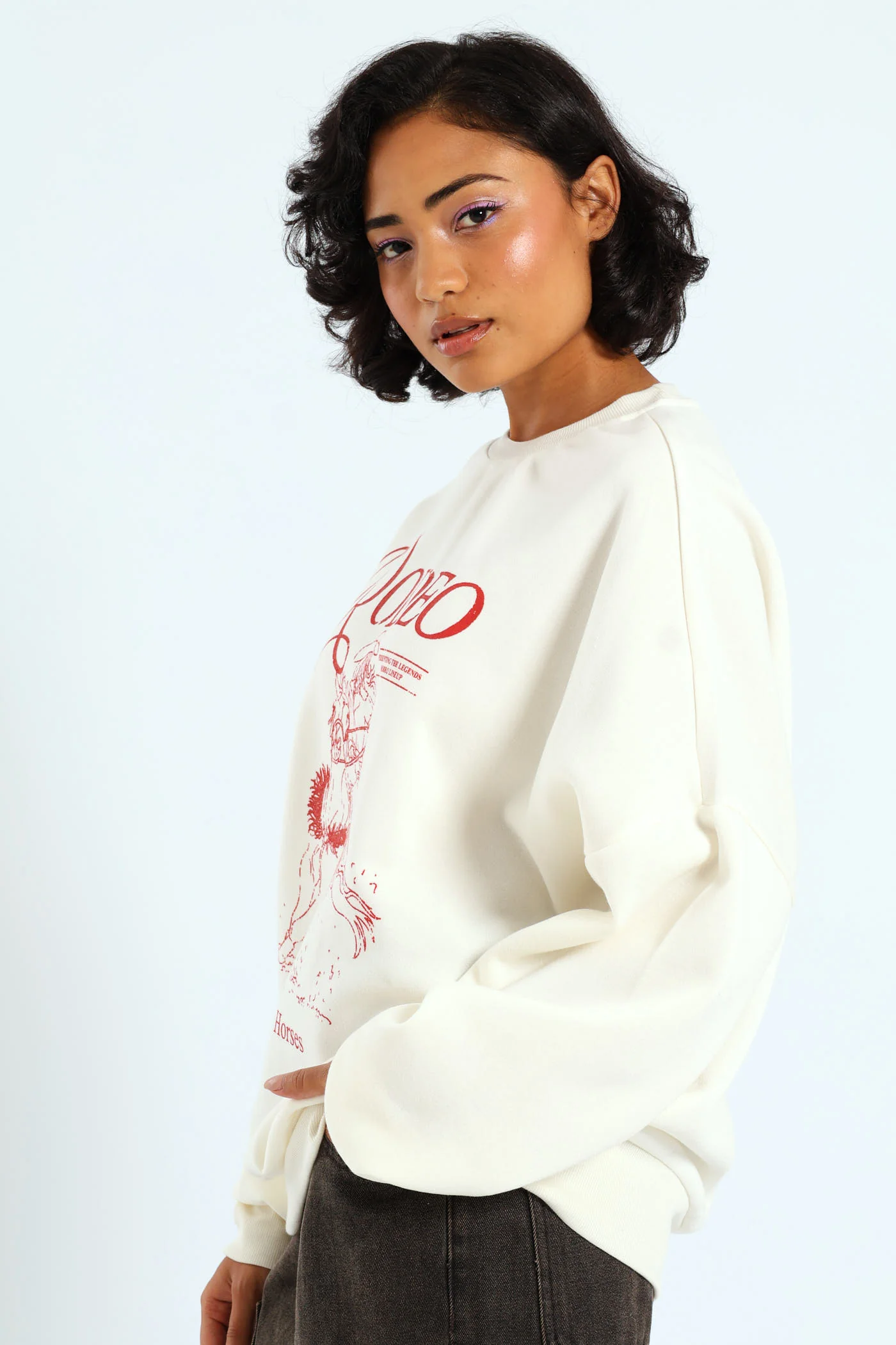 Oversized Crew Rodeo Sweater - Cream - Image 3