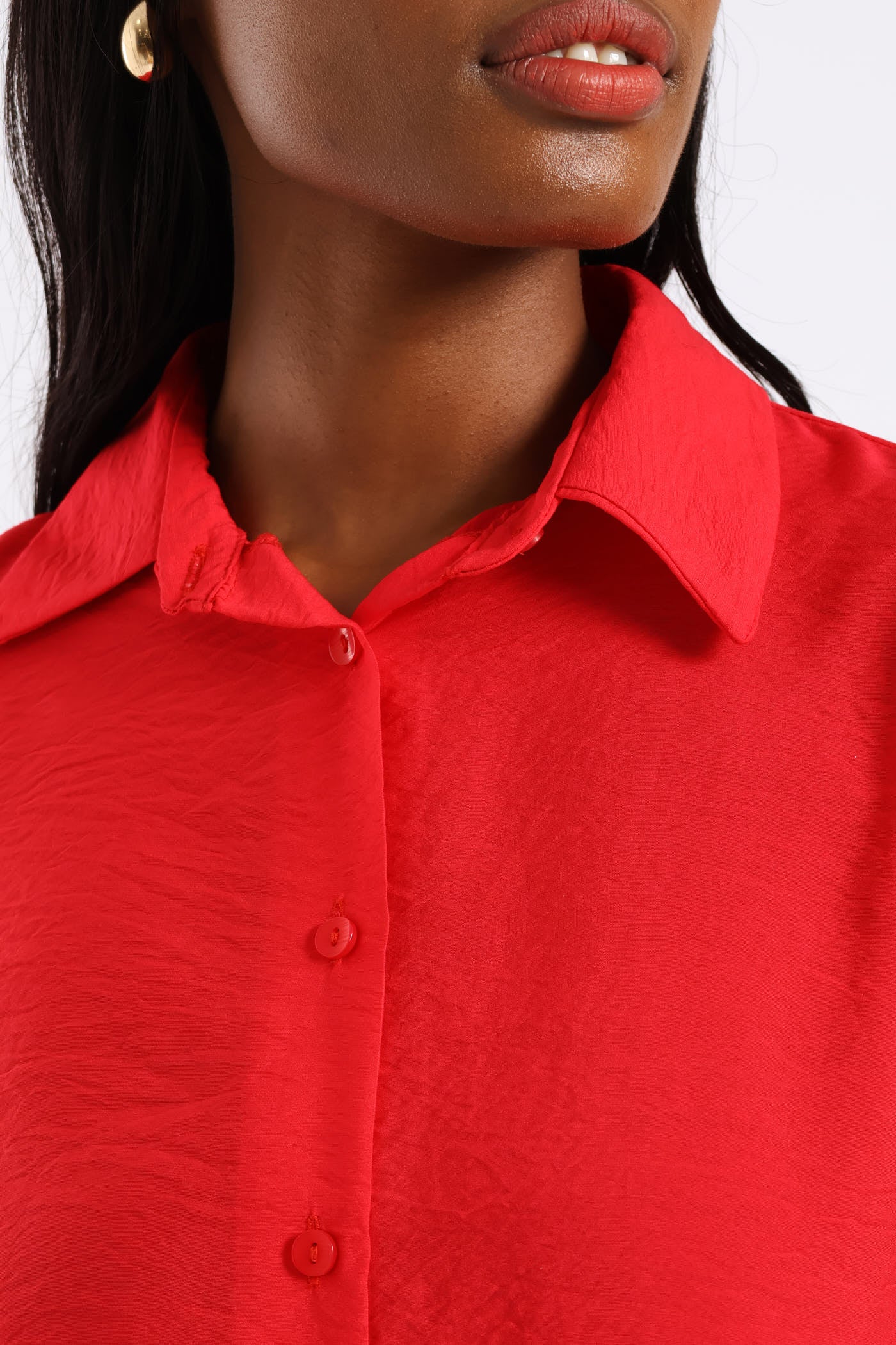 Oversized Drop Shoulder Shirt - Rose Red - Image 4