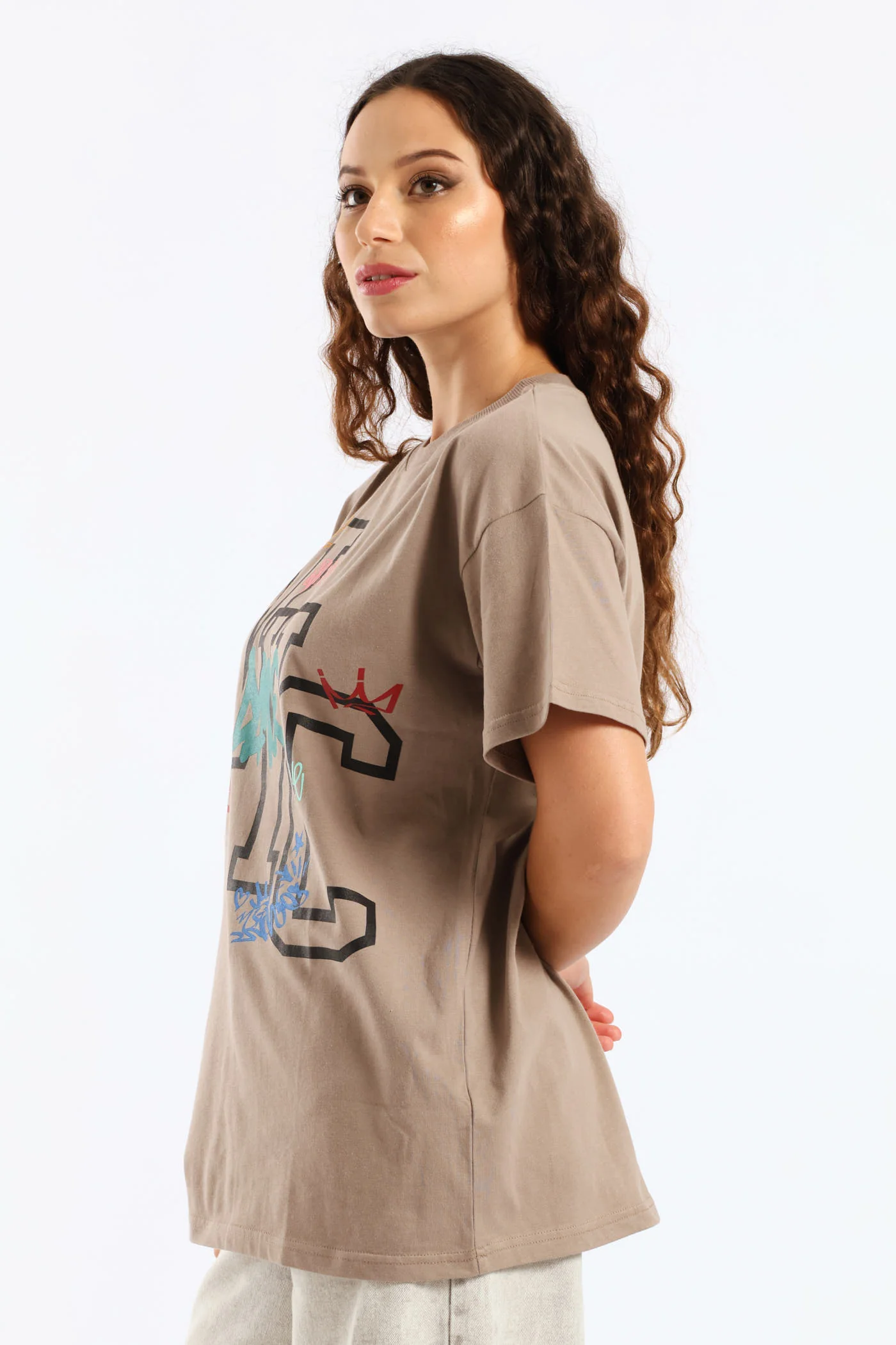 Oversized Graffiti Tee - Mocha - Image 3