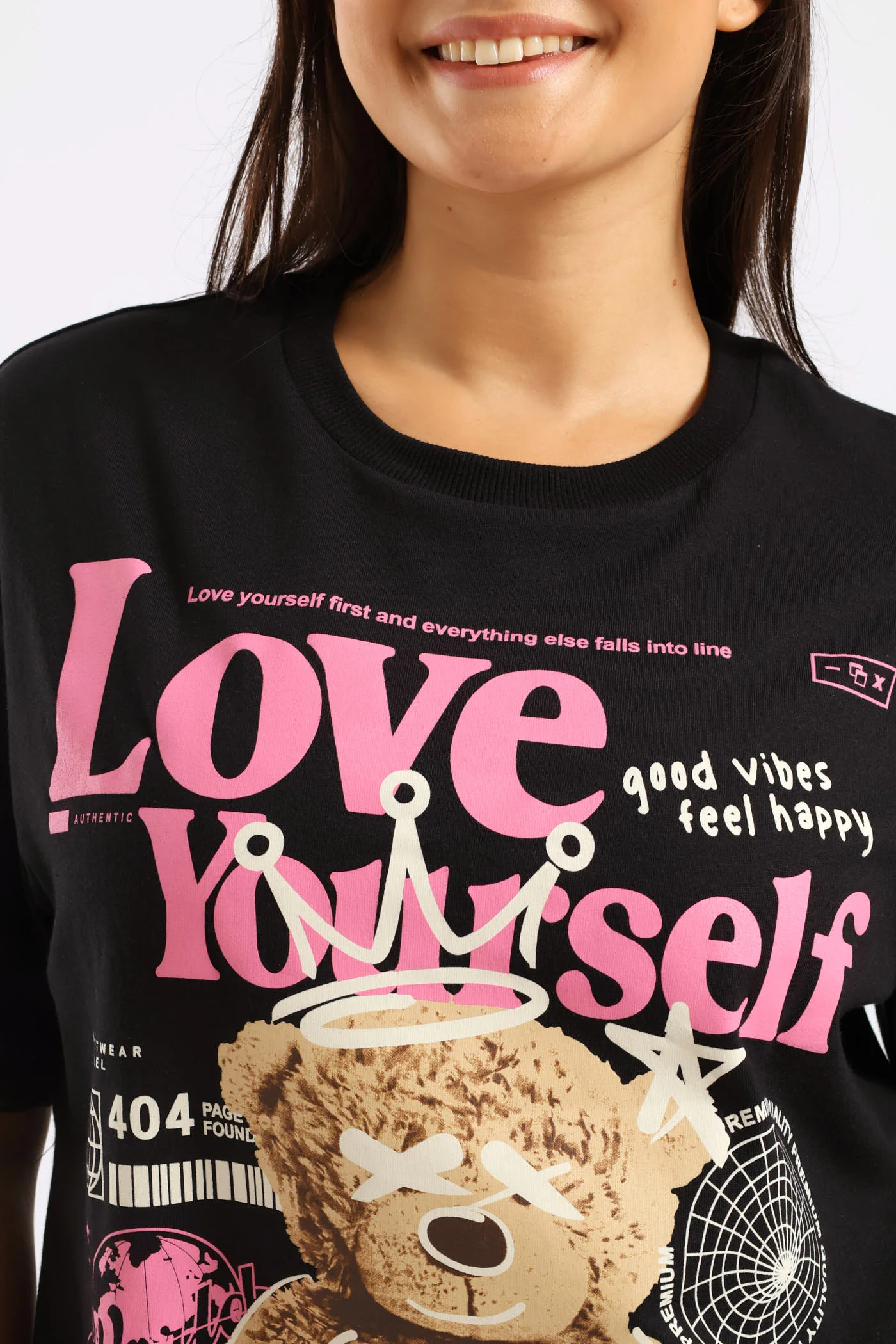 Oversized Graphic Tee - Black - Image 2