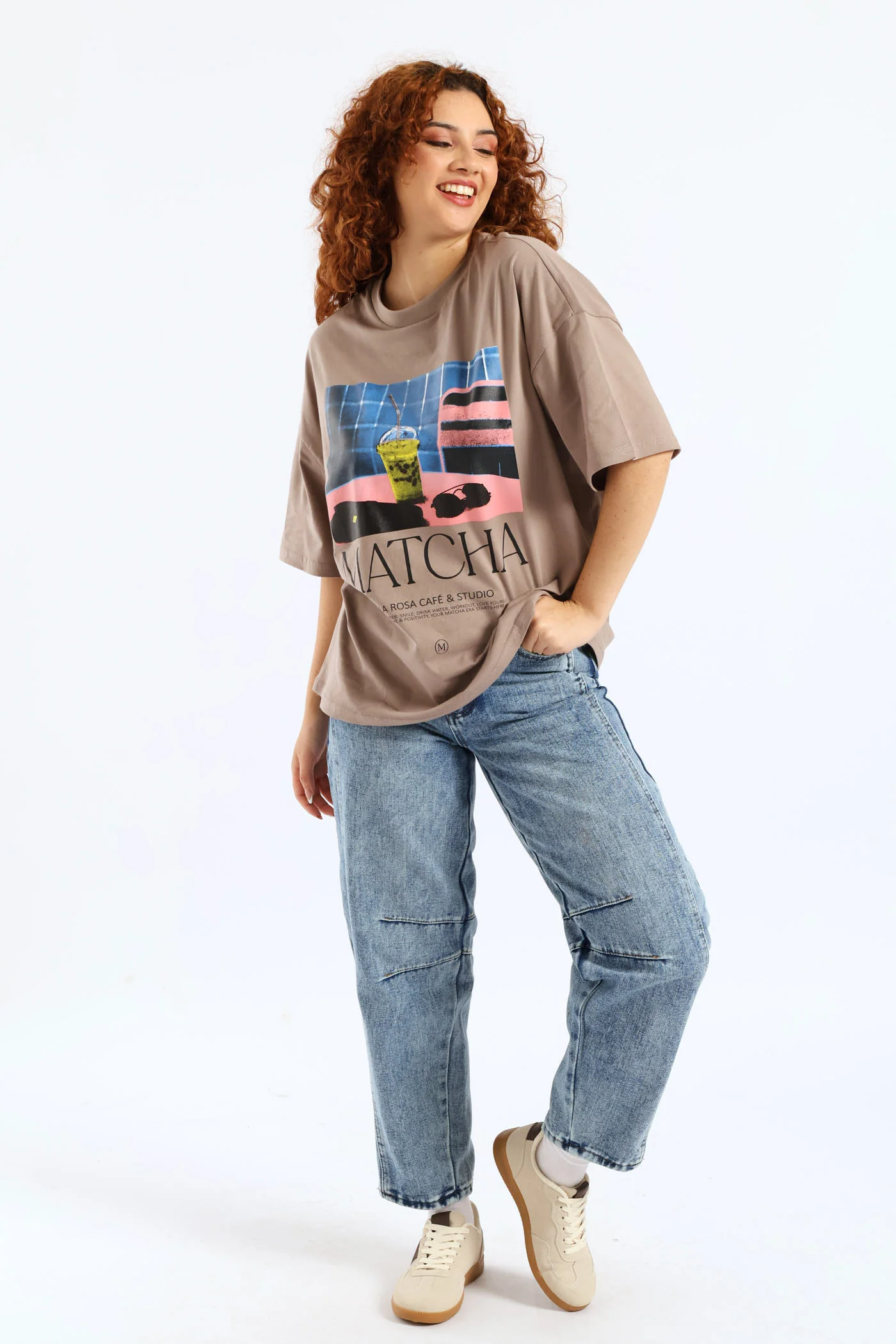 Oversized Matcha Tee - Taupe - Image 4