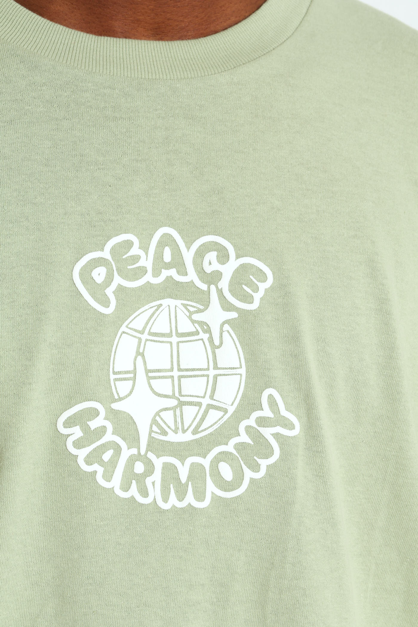 Oversized Peace Printed Tee - Sage - Image 4