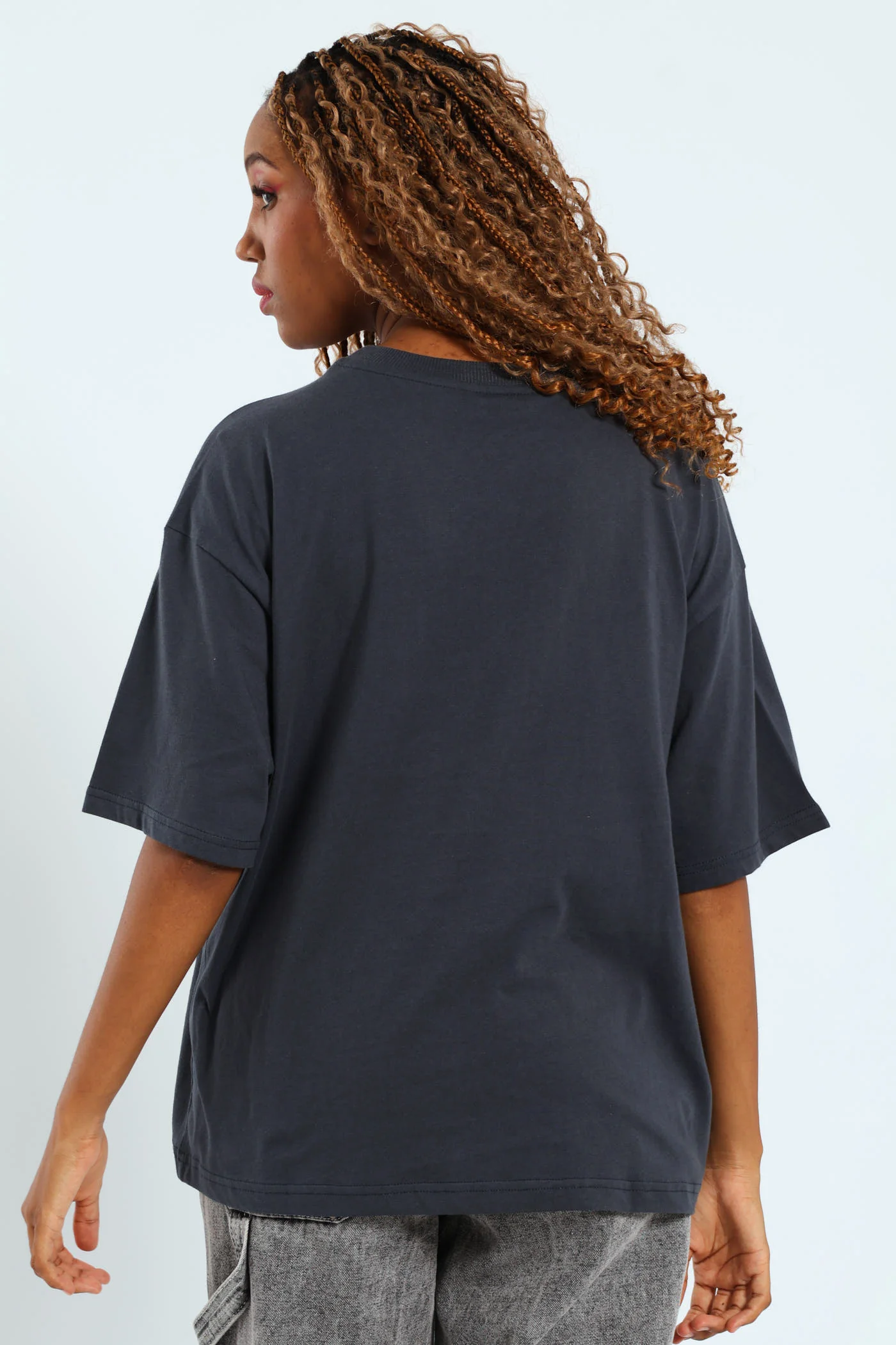 Oversized Printed Tee - Charcoal - Image 3