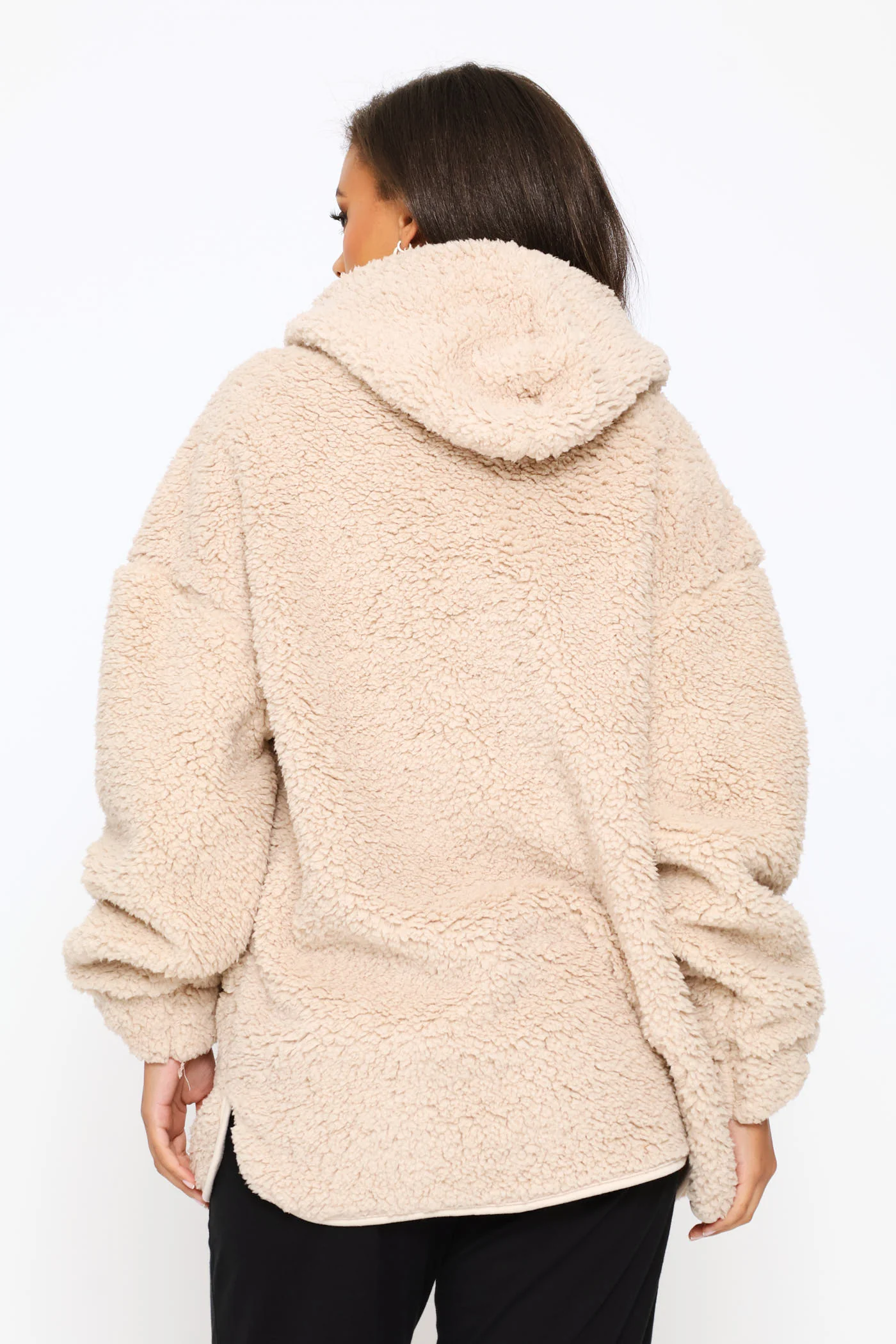 Oversized Quarter Zip Snuggie - Mocha - Image 3