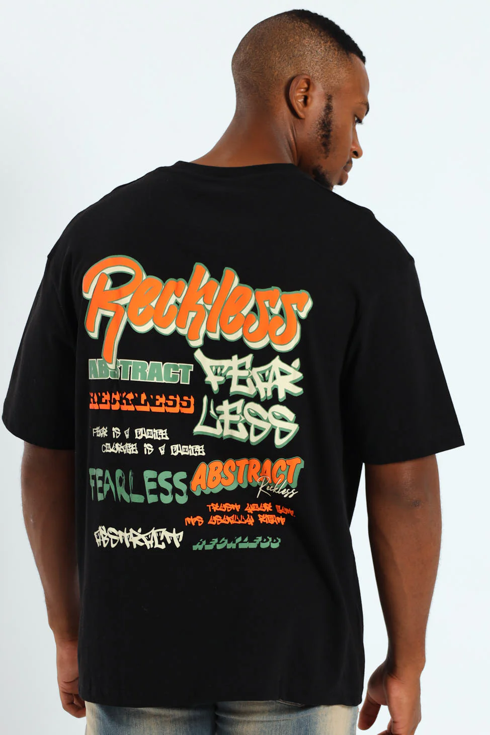 Oversized Reckless Front & Back Tee - Black - Image 2
