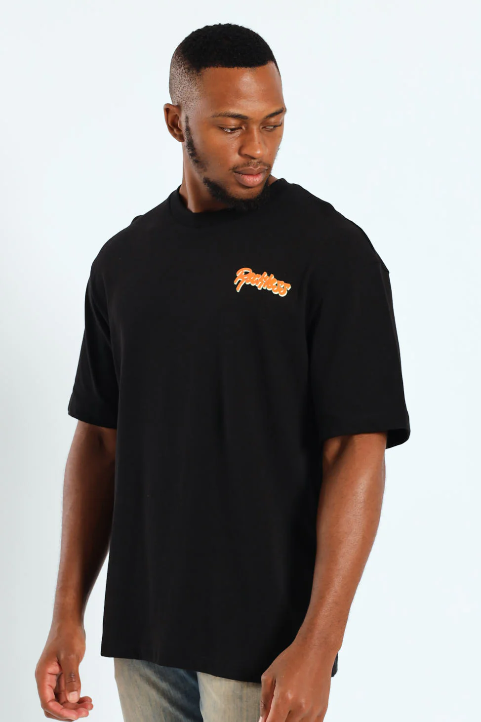 Oversized Reckless Front & Back Tee - Black - Image 3