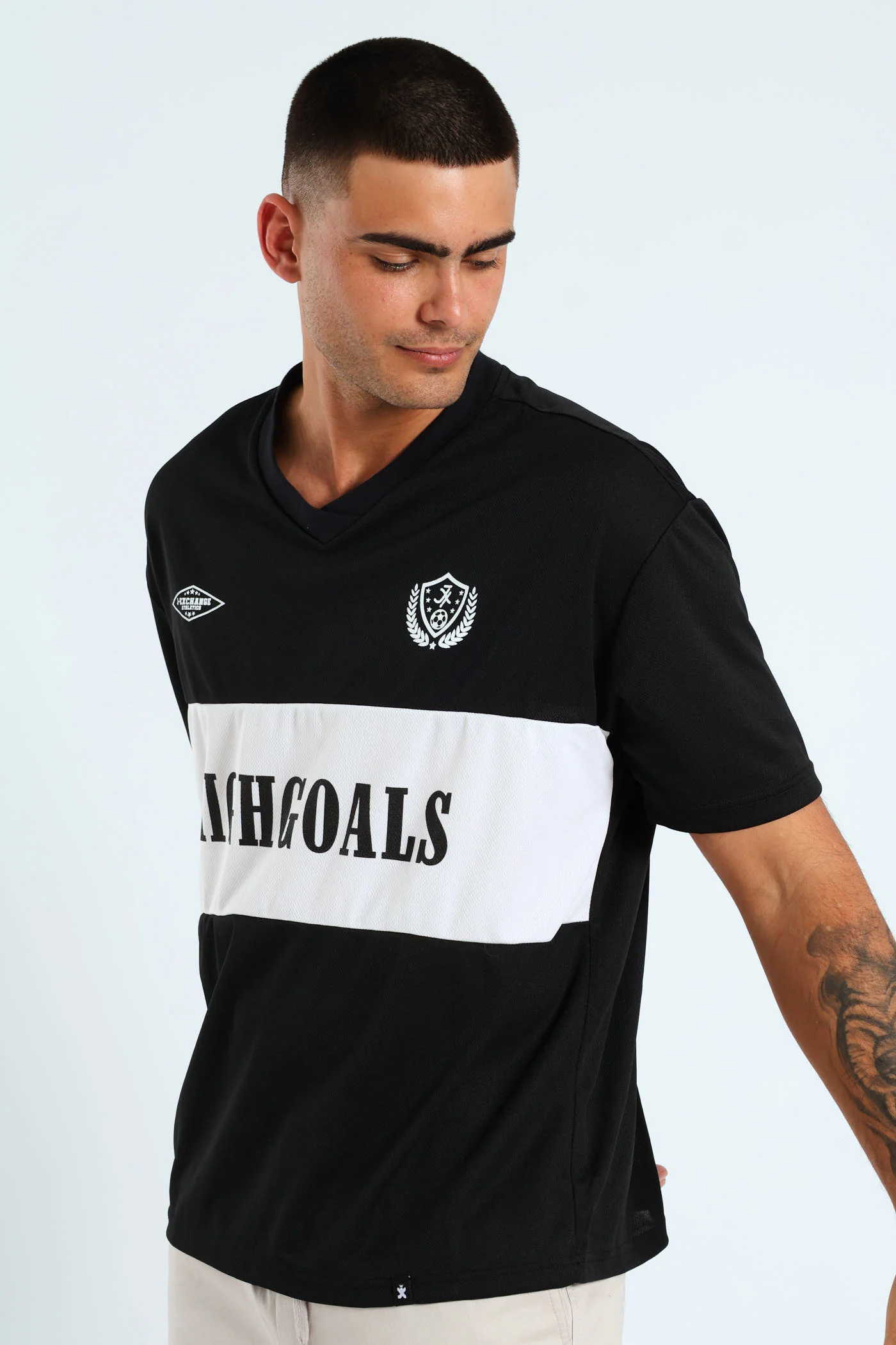 Oversized Sport Jersey Tee - Black/White - Image 3