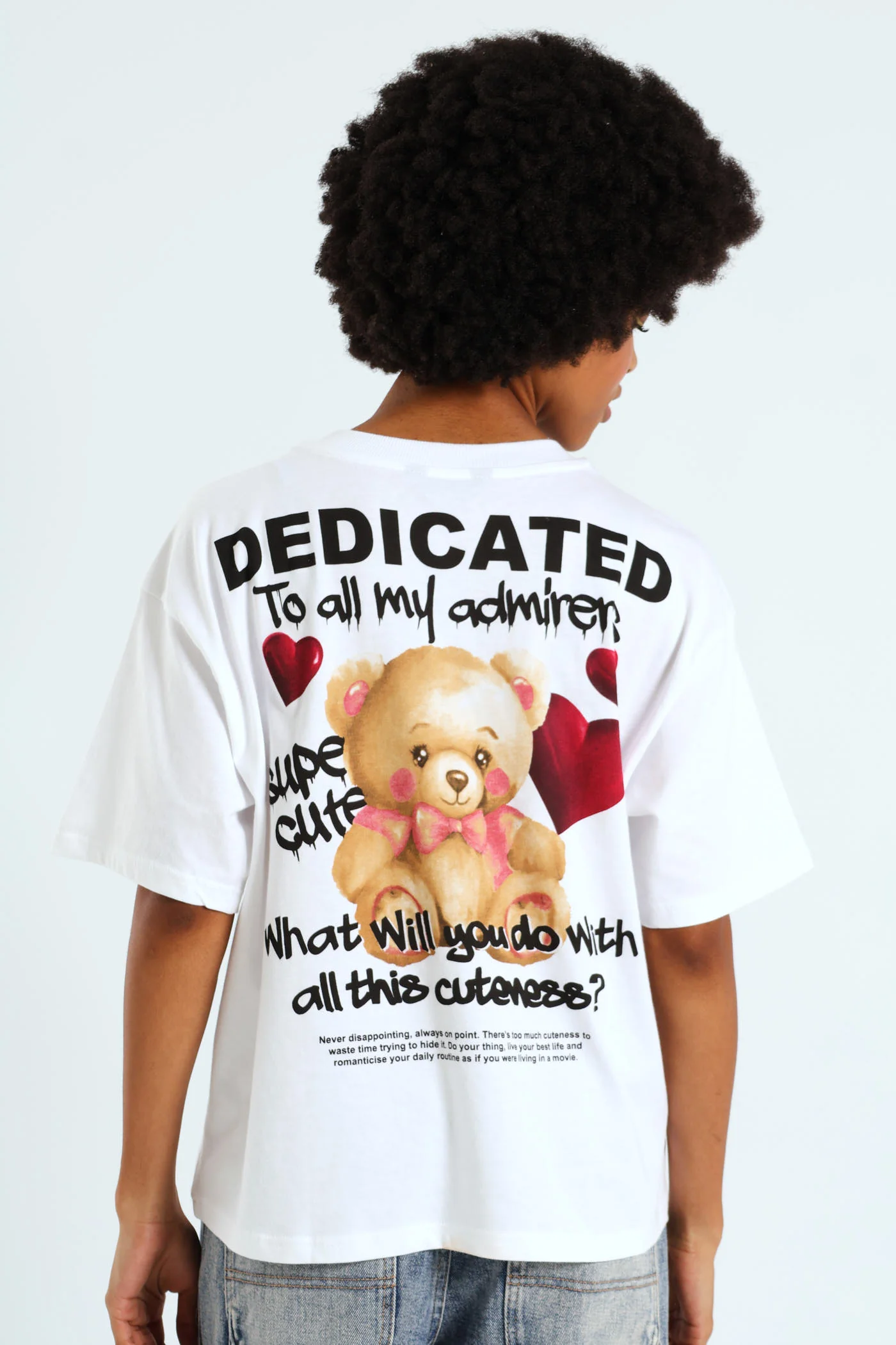 Oversized Teddy Heart Tee - White - Image 2