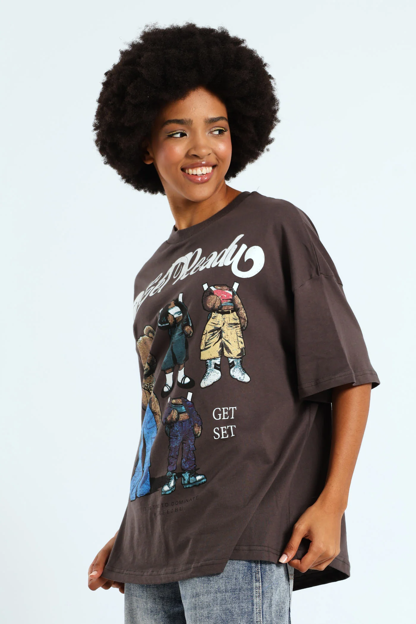 Oversized Teddy Paper Doll Tee - Charcoal - Image 3