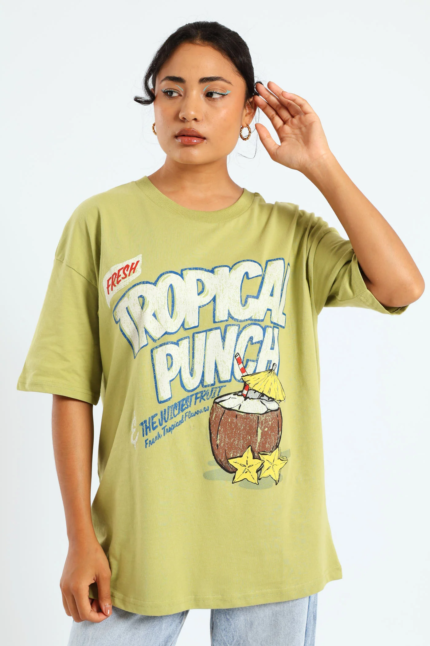 Oversized Tropical Tee - Green - Image 2